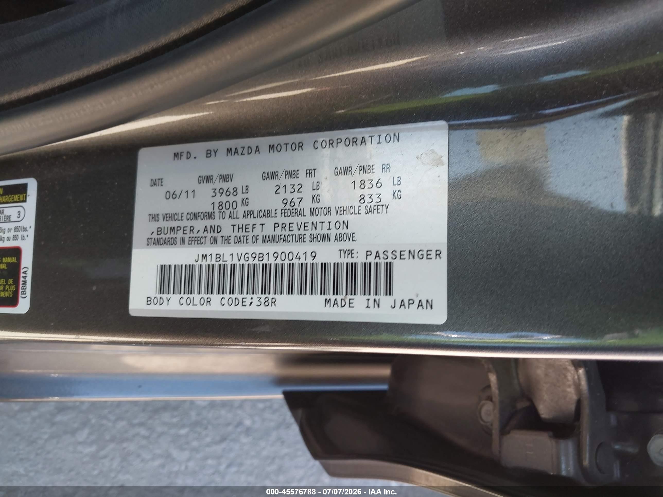 2011 Mazda Mazda3 I Touring Gray vin: JM1BL1VG9B1900419