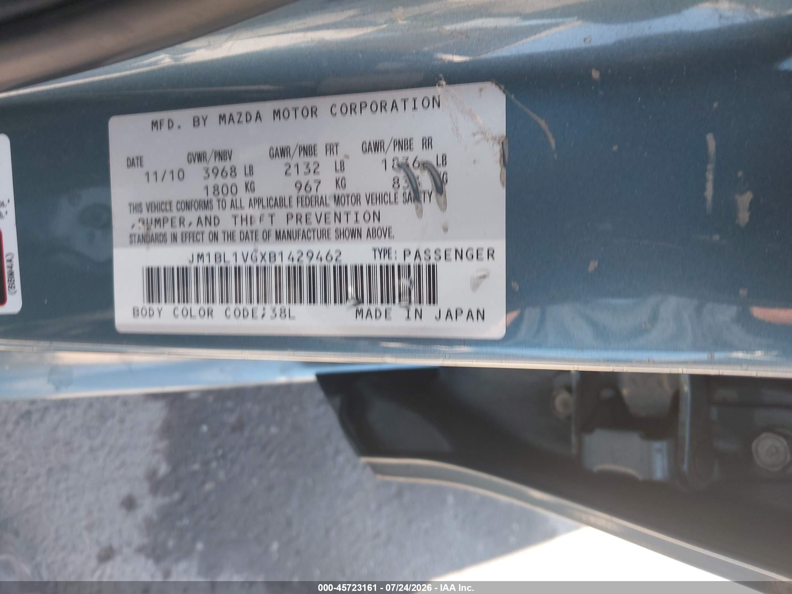 2011 Mazda Mazda3 I Touring Green vin: JM1BL1VGXB1429462