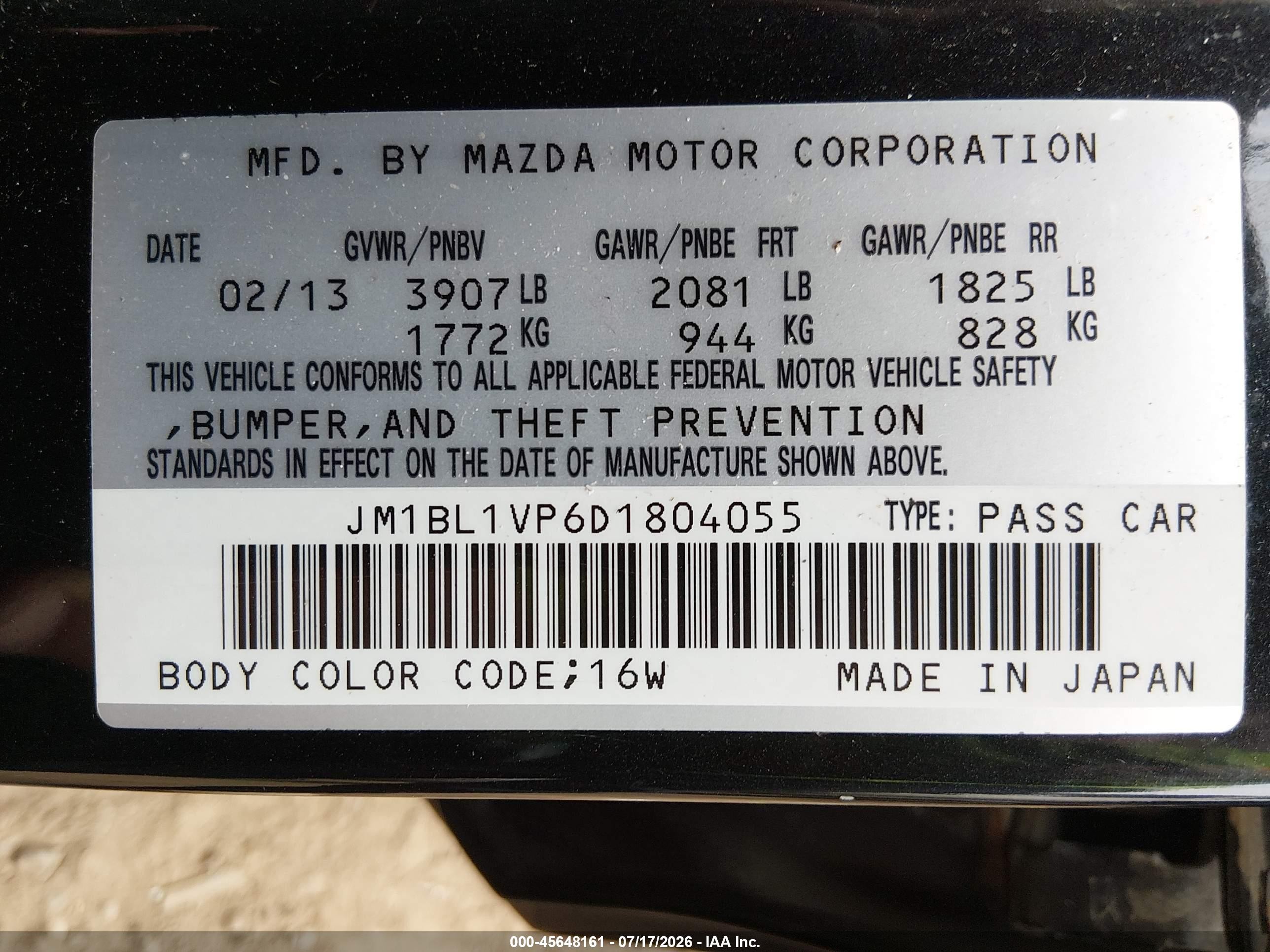 2013 Mazda Mazda3 I Touring Black vin: JM1BL1VP6D1804055