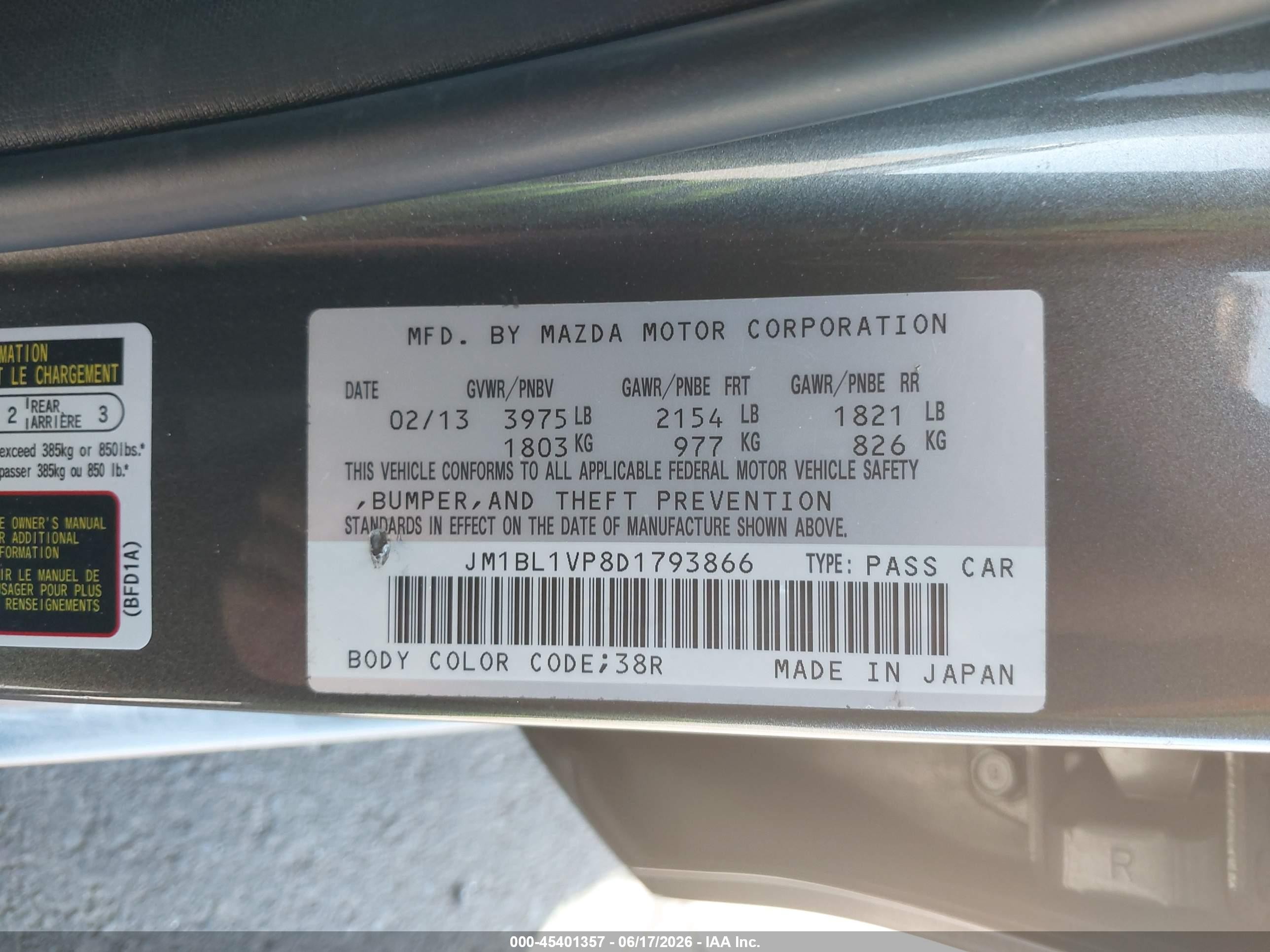 2013 Mazda Mazda3 I Touring Gray vin: JM1BL1VP8D1793866
