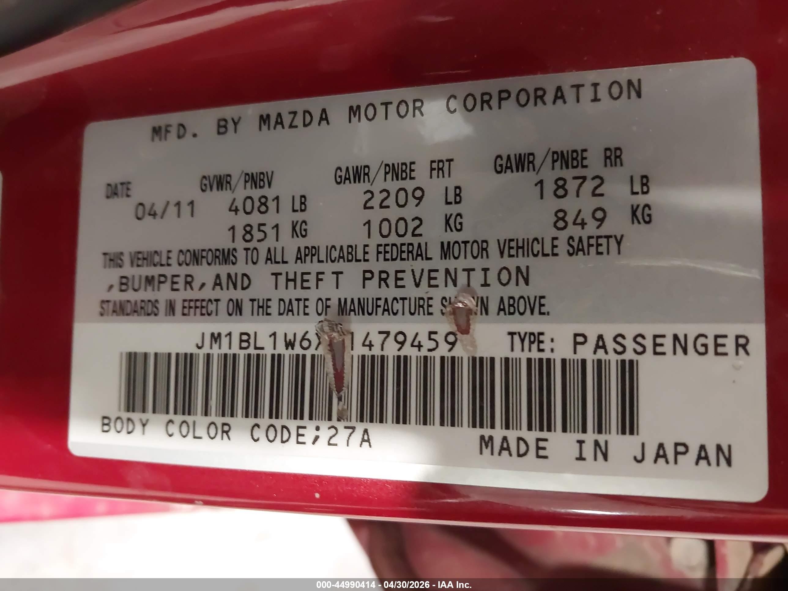 2011 Mazda Mazda3 S Grand Touring Red vin: JM1BL1W6XB1479459