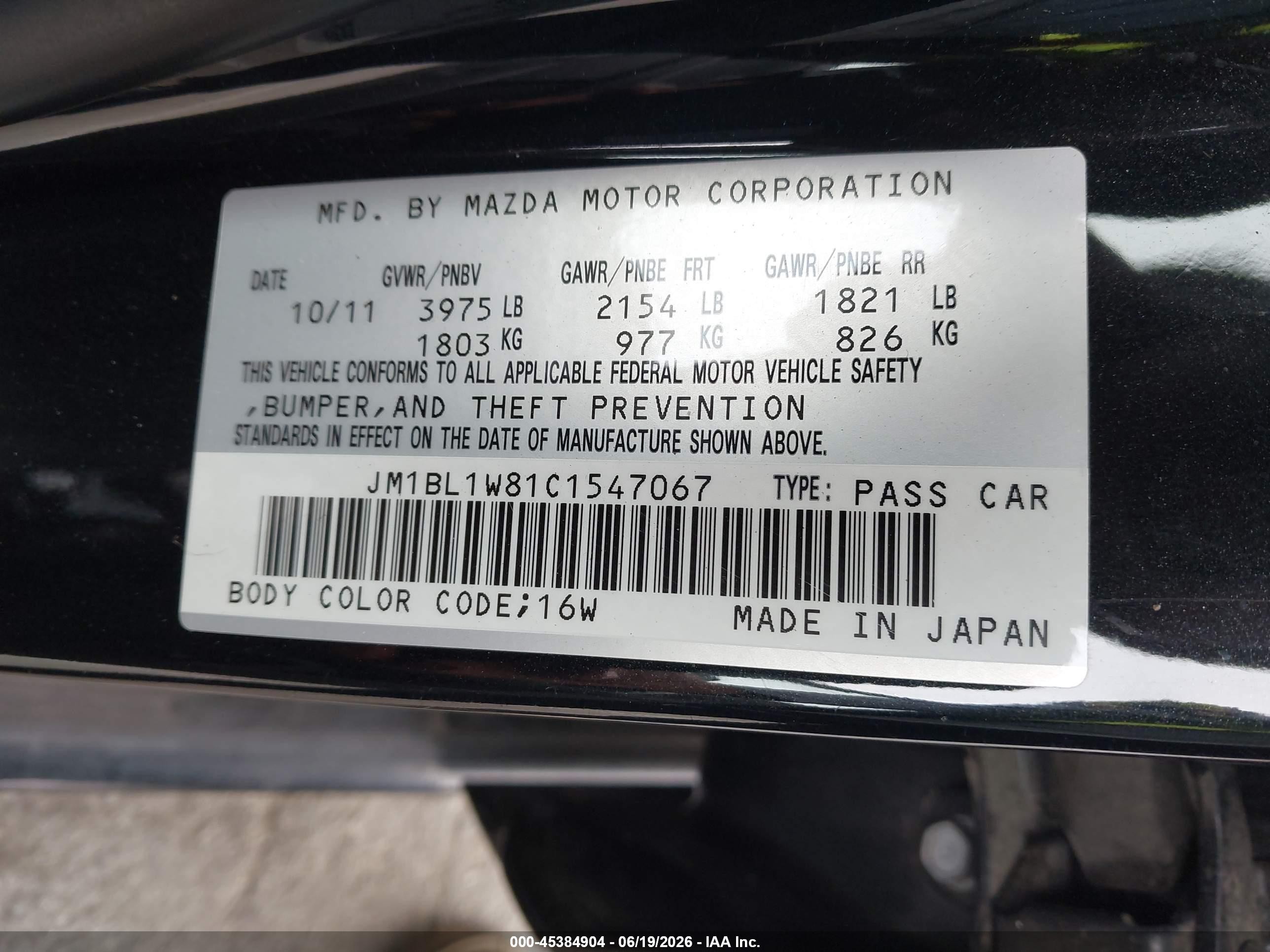2012 Mazda Mazda3 I Grand Touring Black vin: JM1BL1W81C1547067