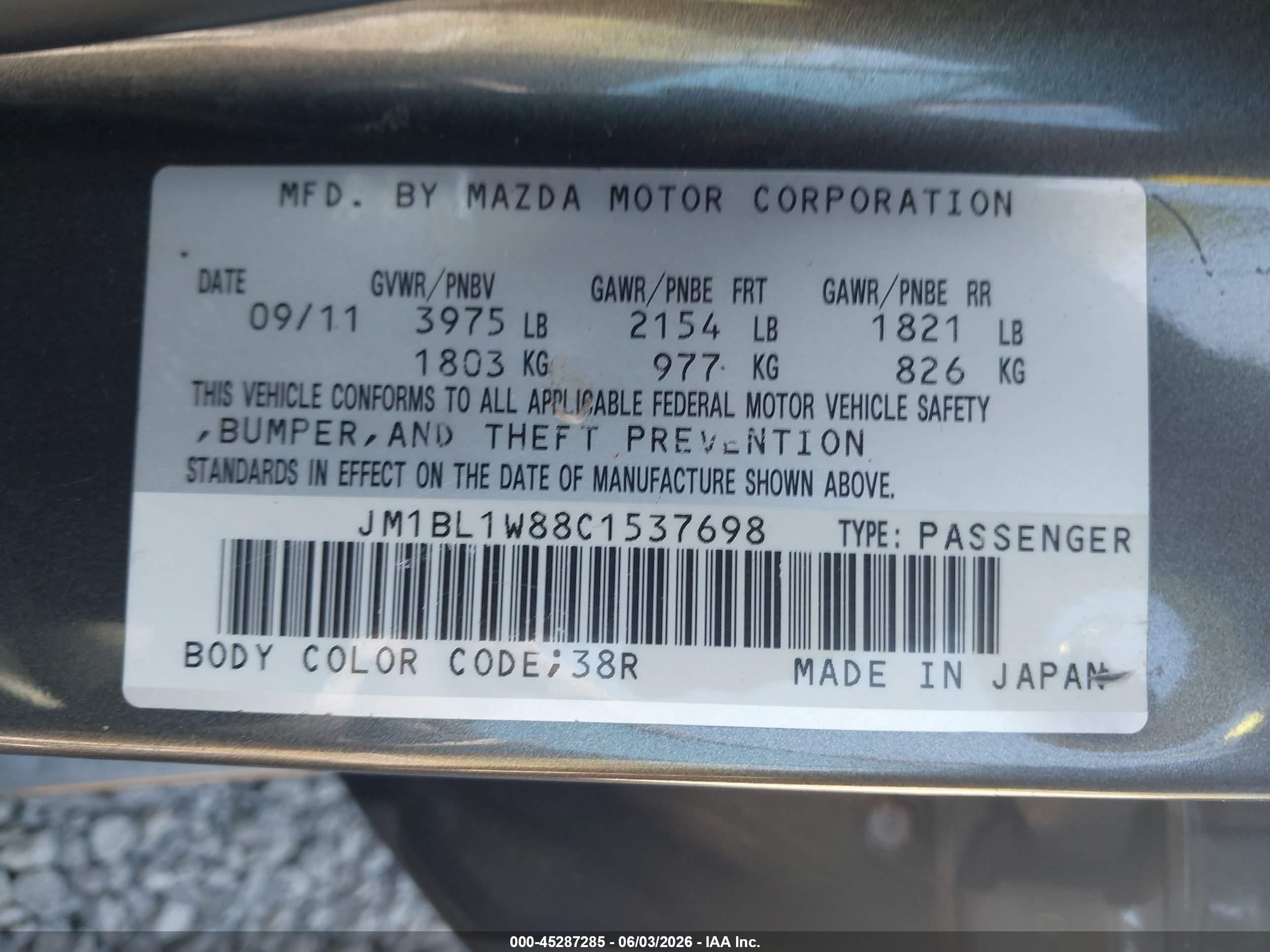 2012 Mazda Mazda3 I Grand Touring Black vin: JM1BL1W88C1537698