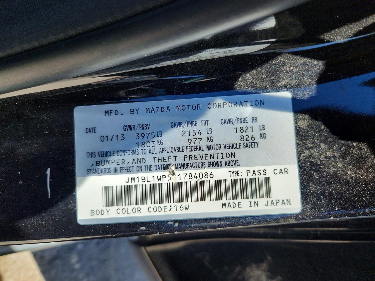 2013 Mazda 3 I Black vin: JM1BL1WP5D1784086