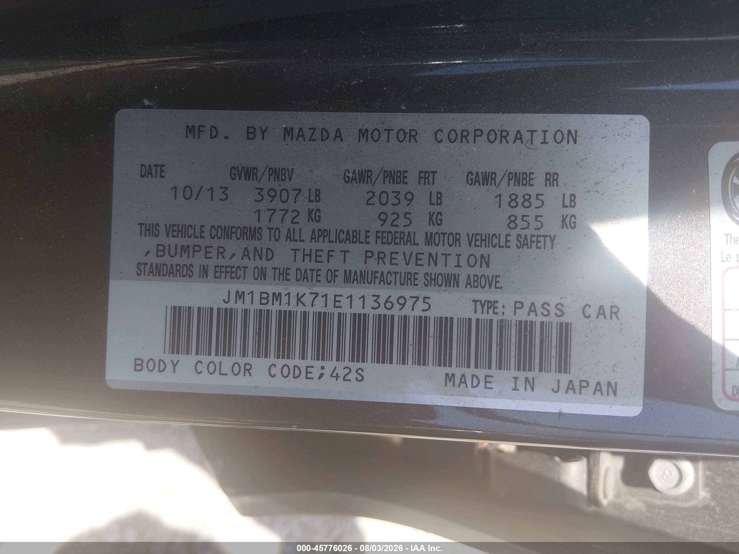 2014 Mazda Mazda3 I Sport Черный vin: JM1BM1K71E1136975
