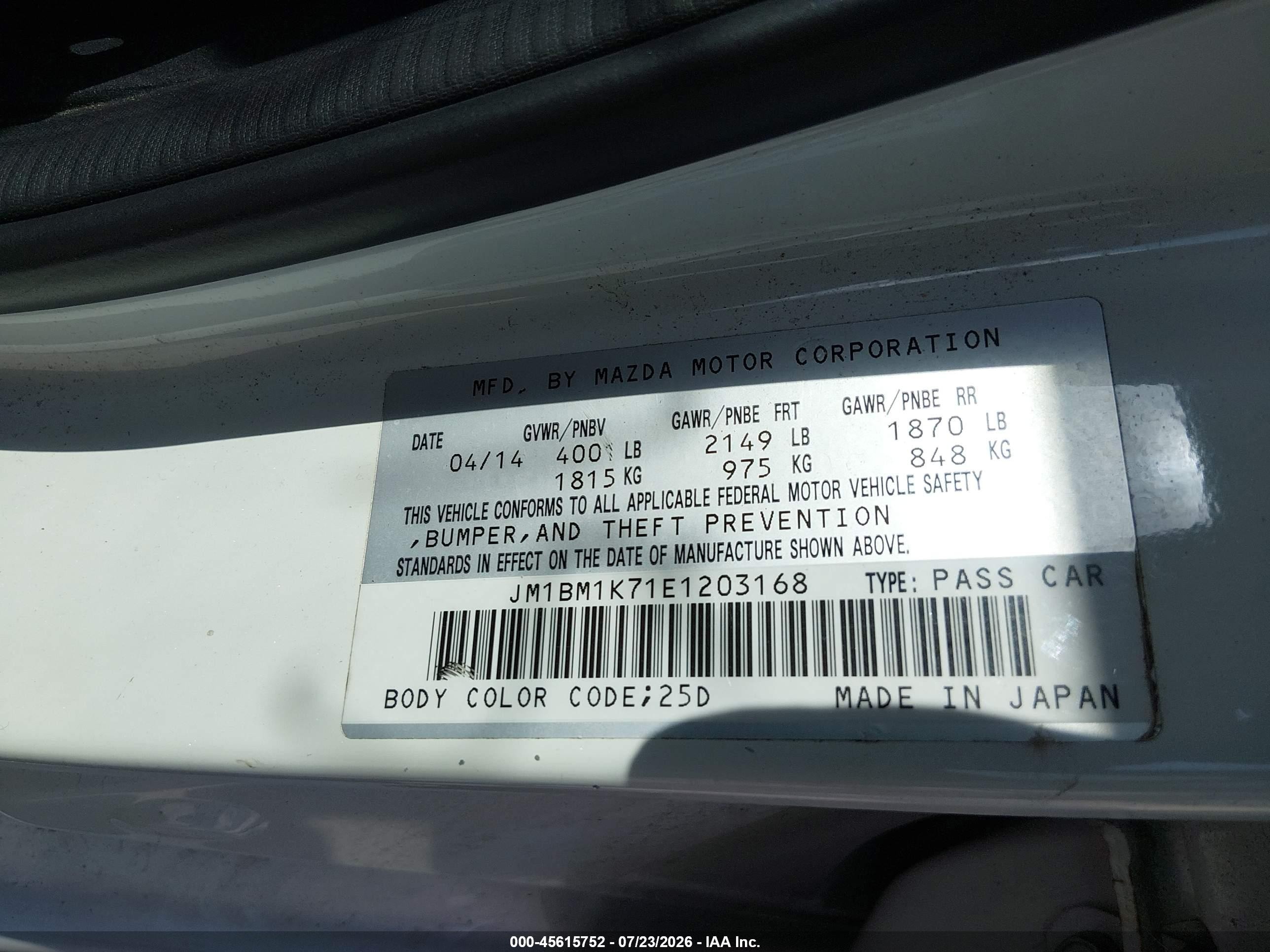 2014 Mazda Mazda3 I Sport White vin: JM1BM1K71E1203168