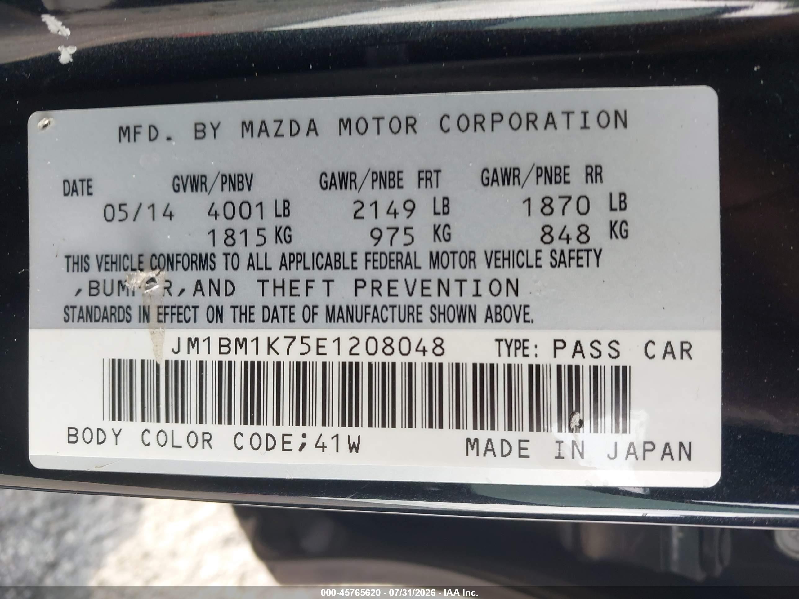 2014 Mazda Mazda3 I Sport Black vin: JM1BM1K75E1208048