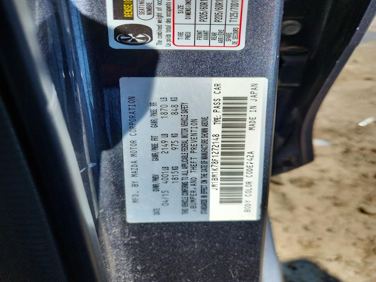 2015 Mazda 3 Sport Gray vin: JM1BM1K78F1272148