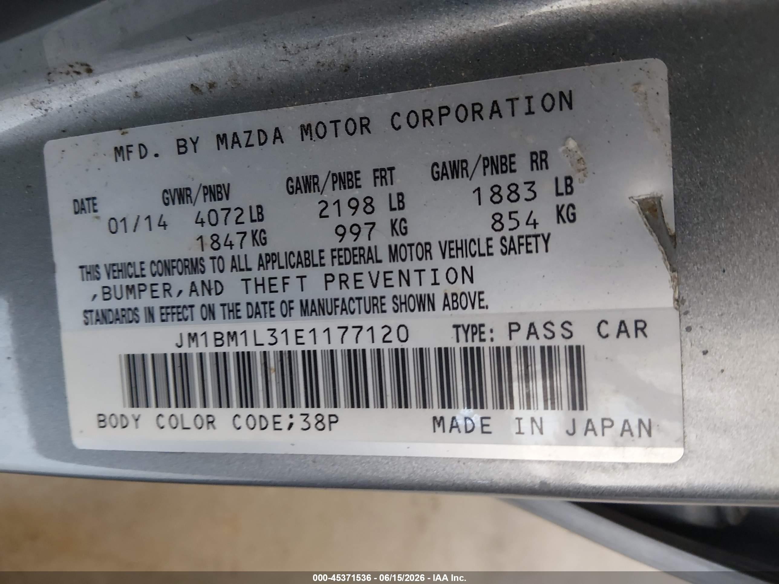 2014 Mazda Mazda3 S Touring Silver vin: JM1BM1L31E1177120