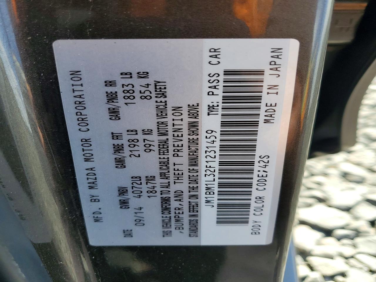 2015 Mazda 3 Touring Charcoal vin: JM1BM1L32F1231459