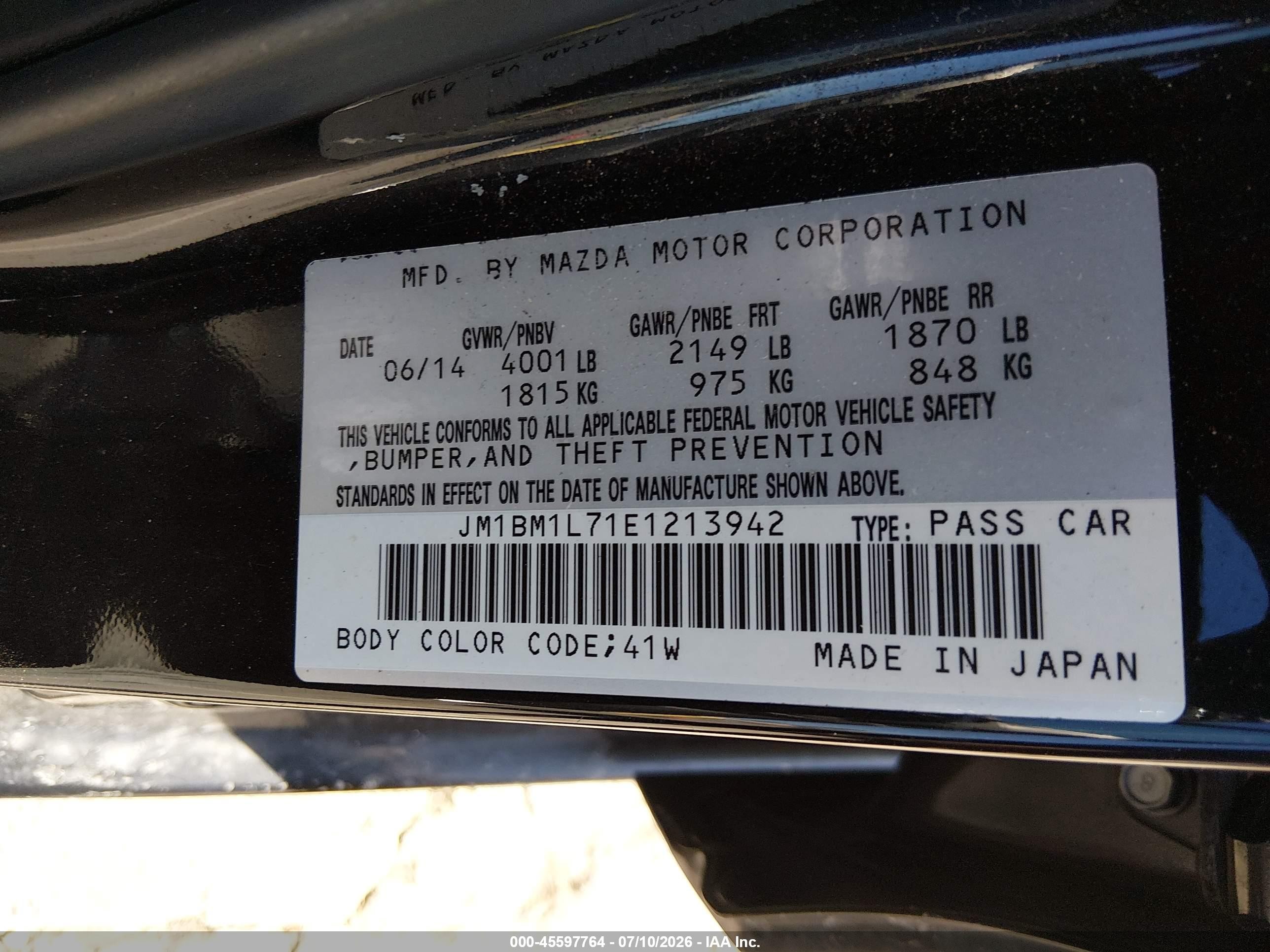 2014 Mazda Mazda3 I Touring Black vin: JM1BM1L71E1213942