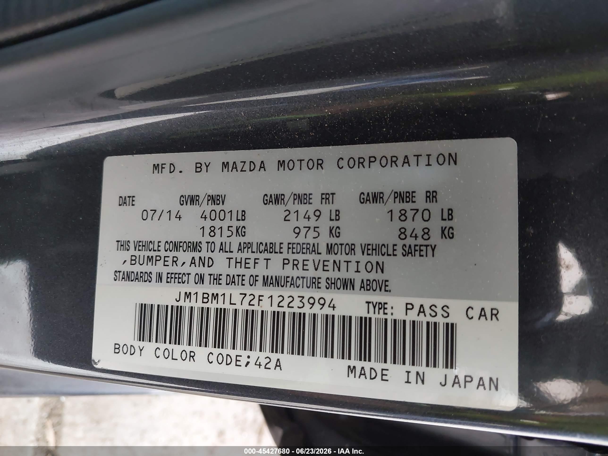 2015 Mazda Mazda3 I Touring Gray vin: JM1BM1L72F1223994