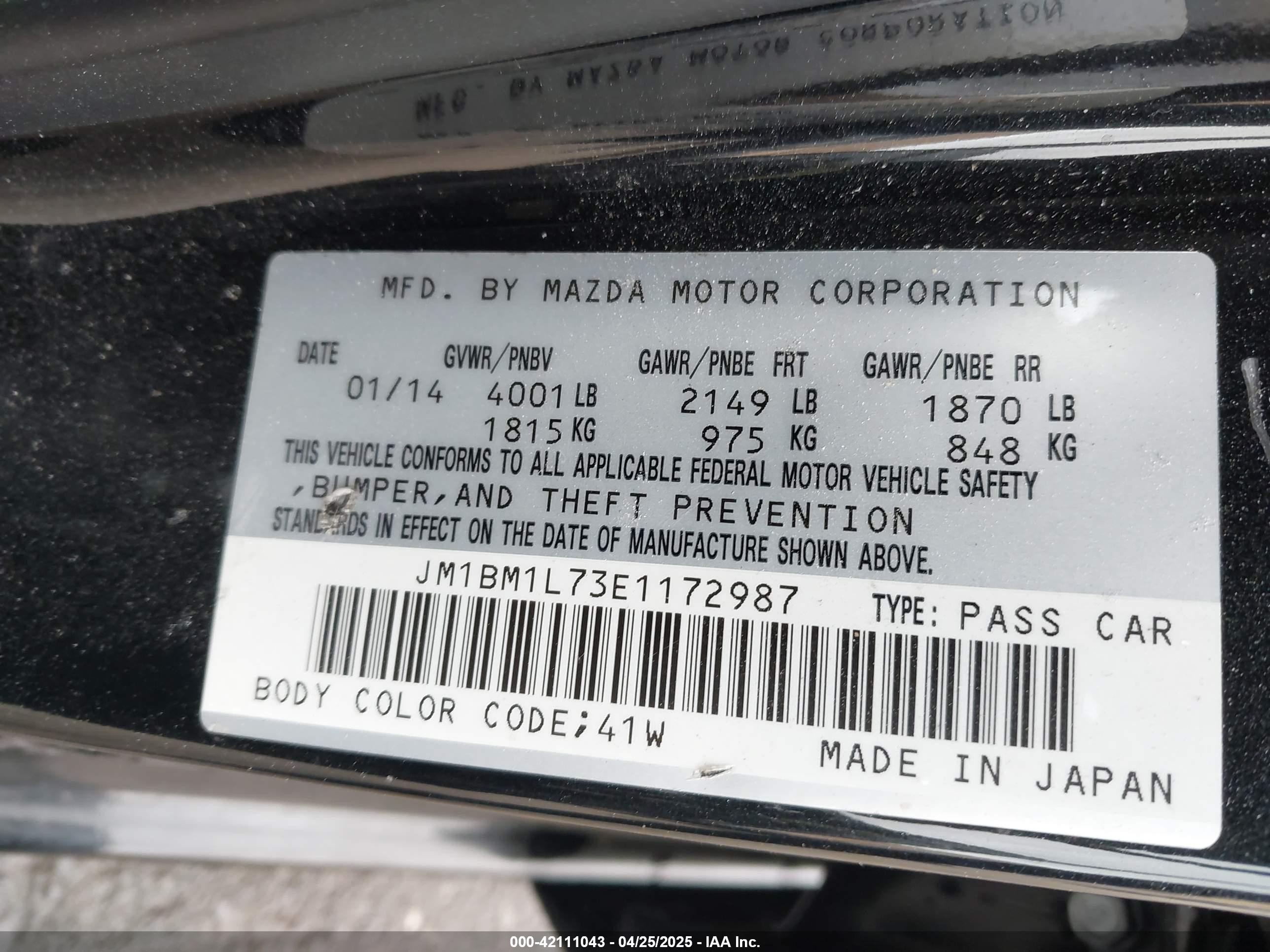 2014 Mazda Mazda3 I Touring Black vin: JM1BM1L73E1172987