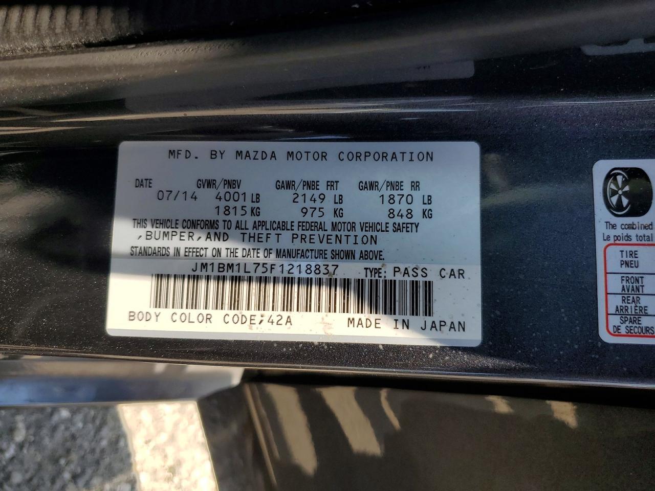 2015 Mazda 3 Touring Gray vin: JM1BM1L75F1218837