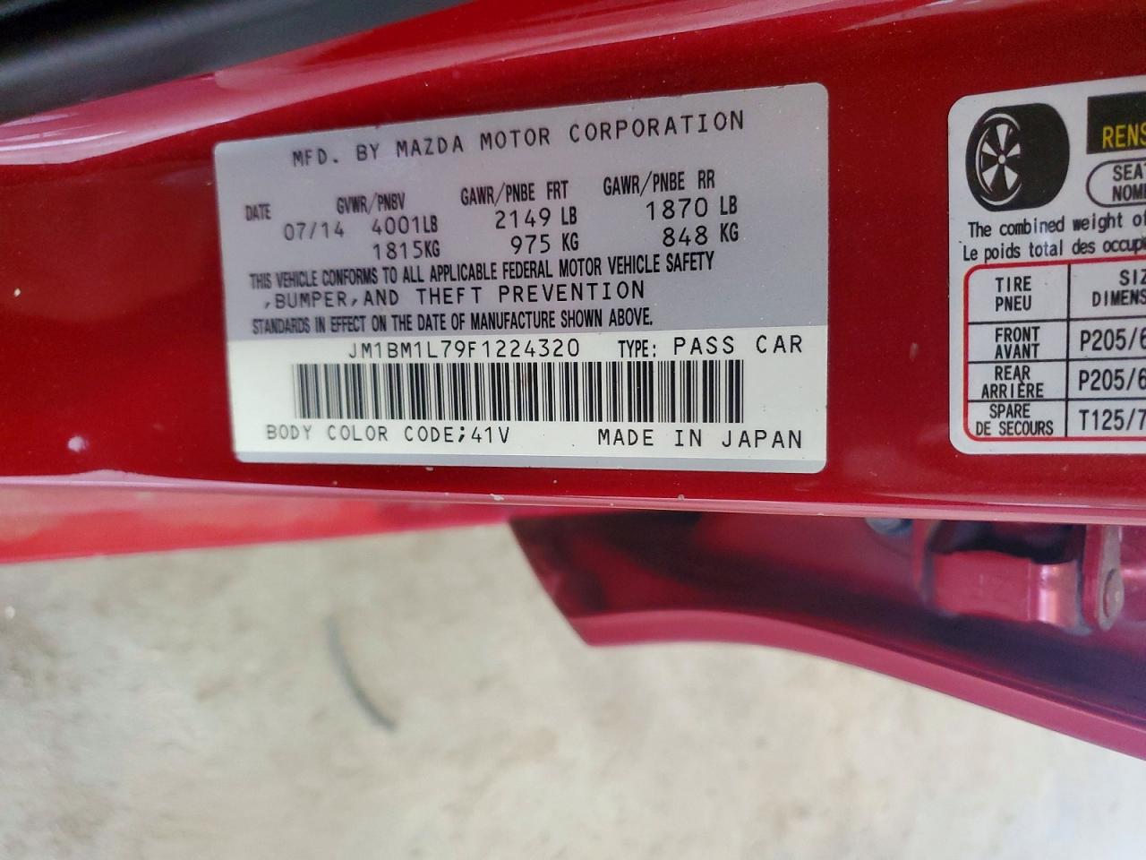2015 Mazda 3 Touring Red vin: JM1BM1L79F1224320