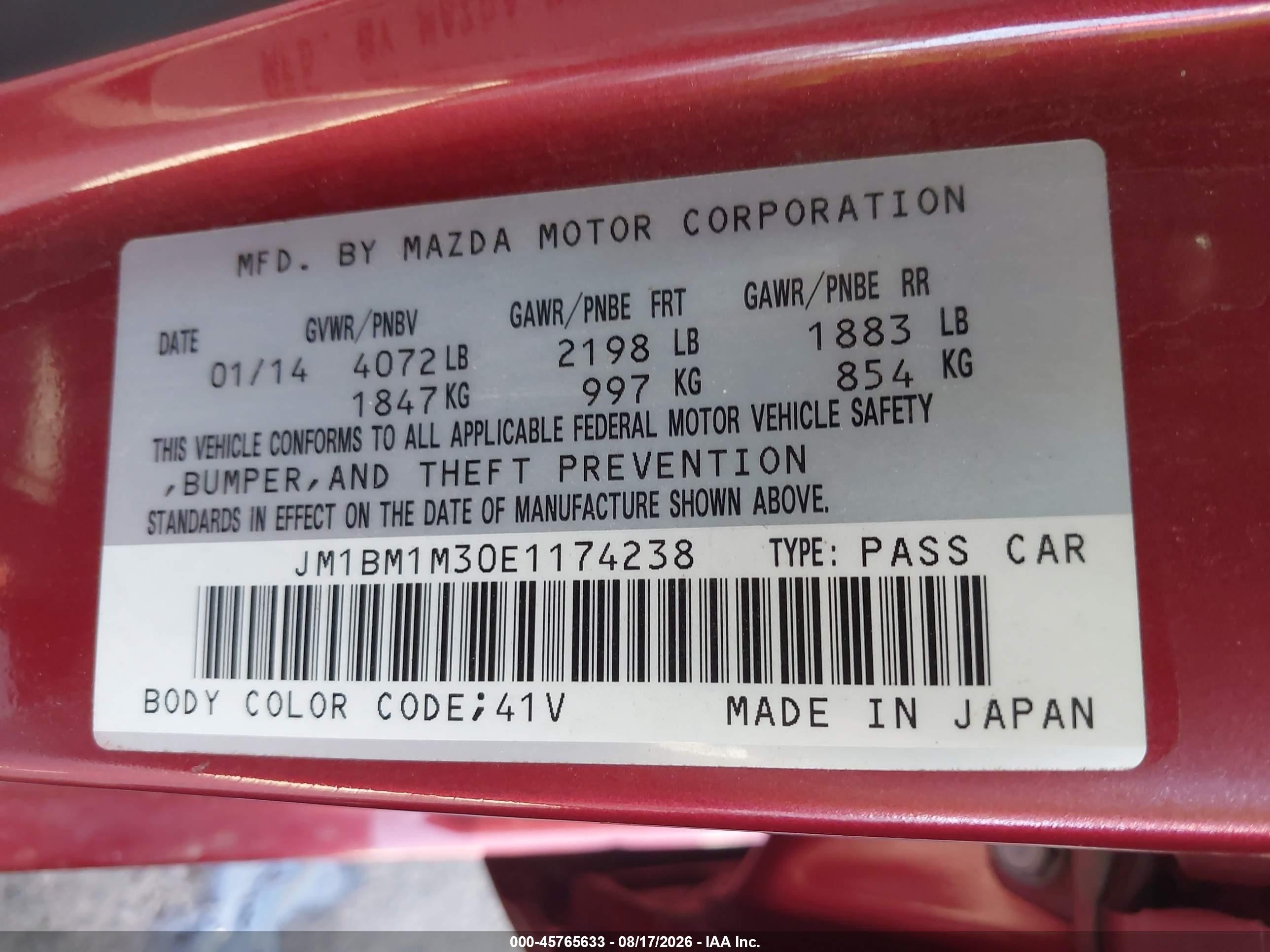 2014 Mazda Mazda3 S Grand Touring Red vin: JM1BM1M30E1174238
