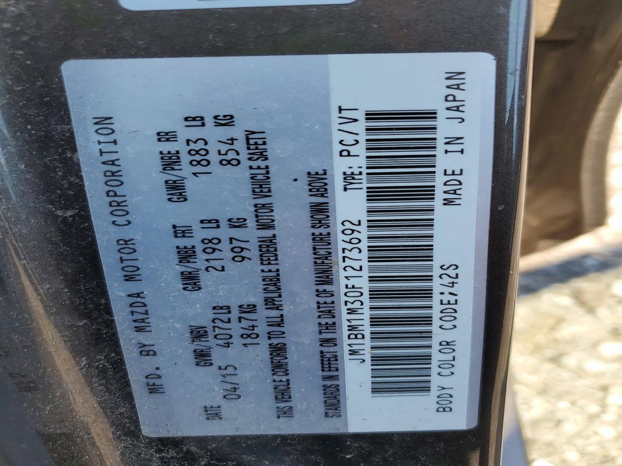 2015 Mazda 3 Hatchback Brown vin: JM1BM1M30F1273692