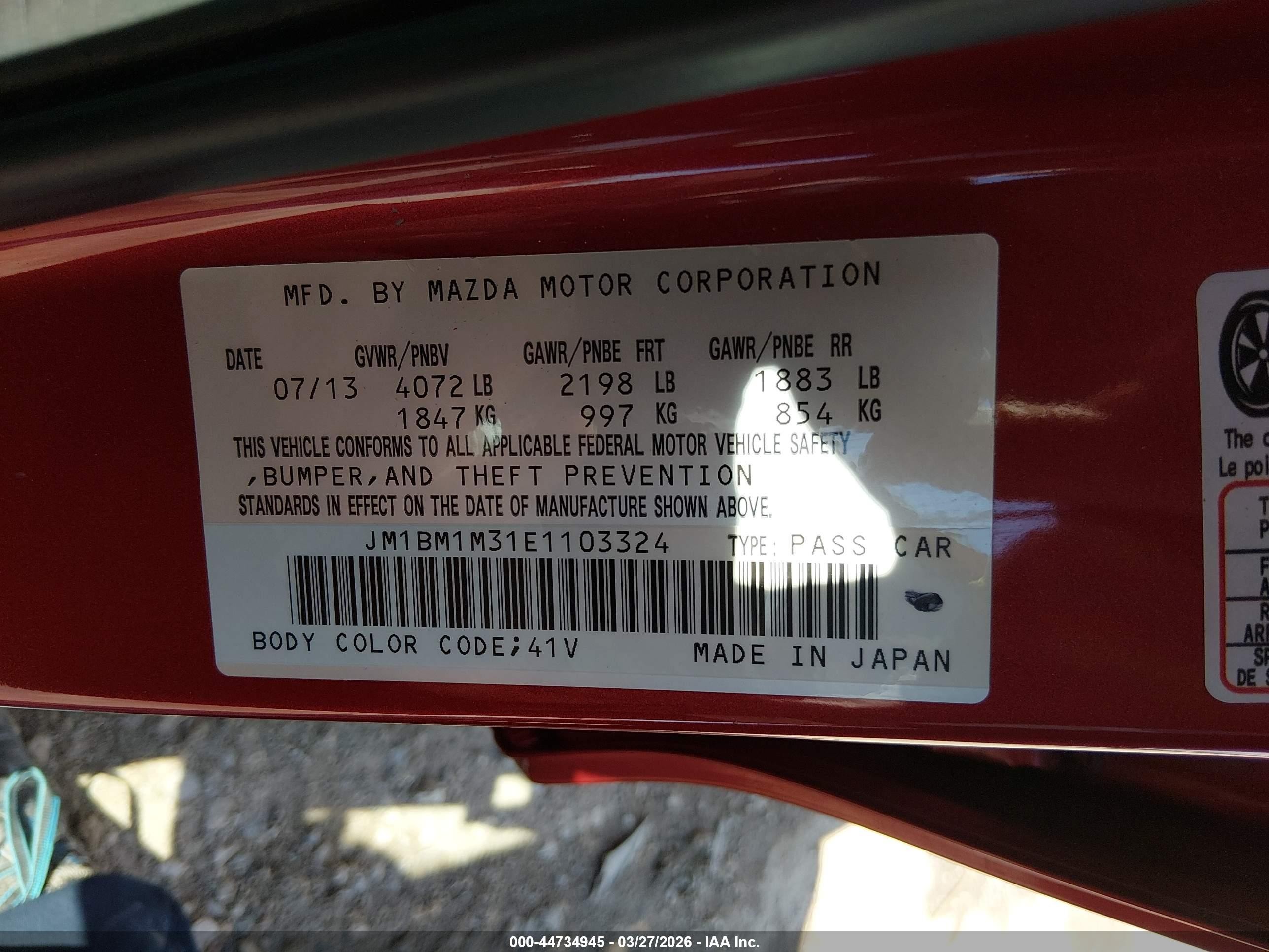 2014 Mazda Mazda3 S Grand Touring Red vin: JM1BM1M31E1103324