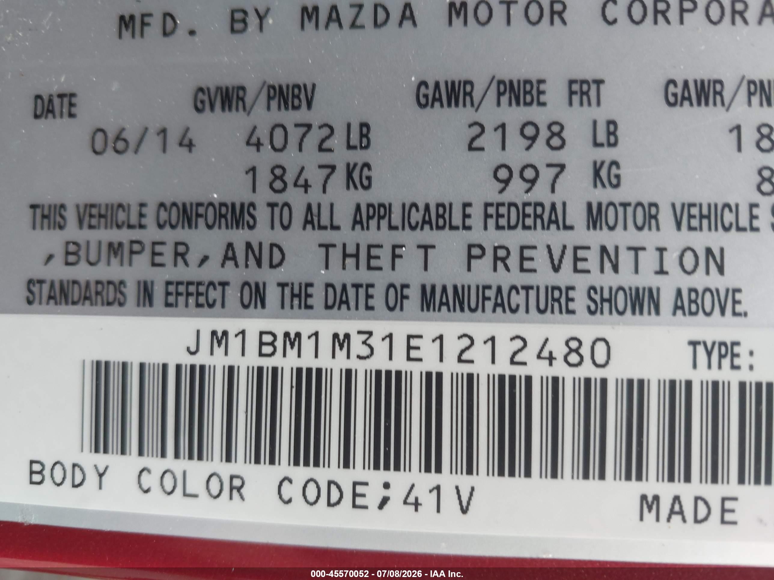 2014 Mazda Mazda3 S Grand Touring Красный vin: JM1BM1M31E1212480