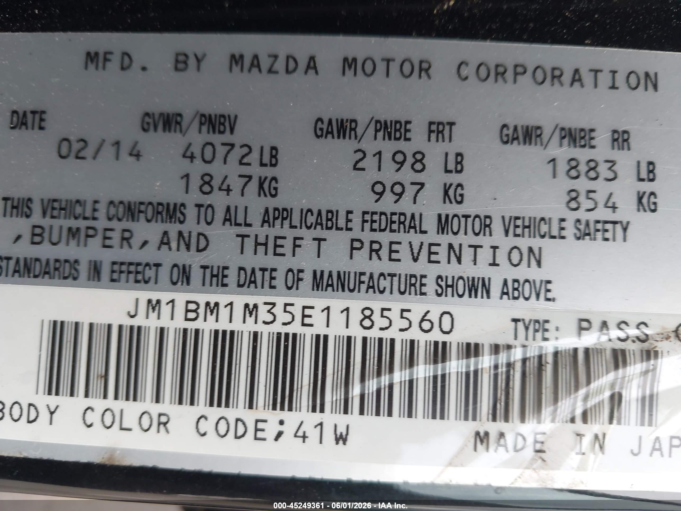 2014 Mazda Mazda3 S Grand Touring Black vin: JM1BM1M35E1185560