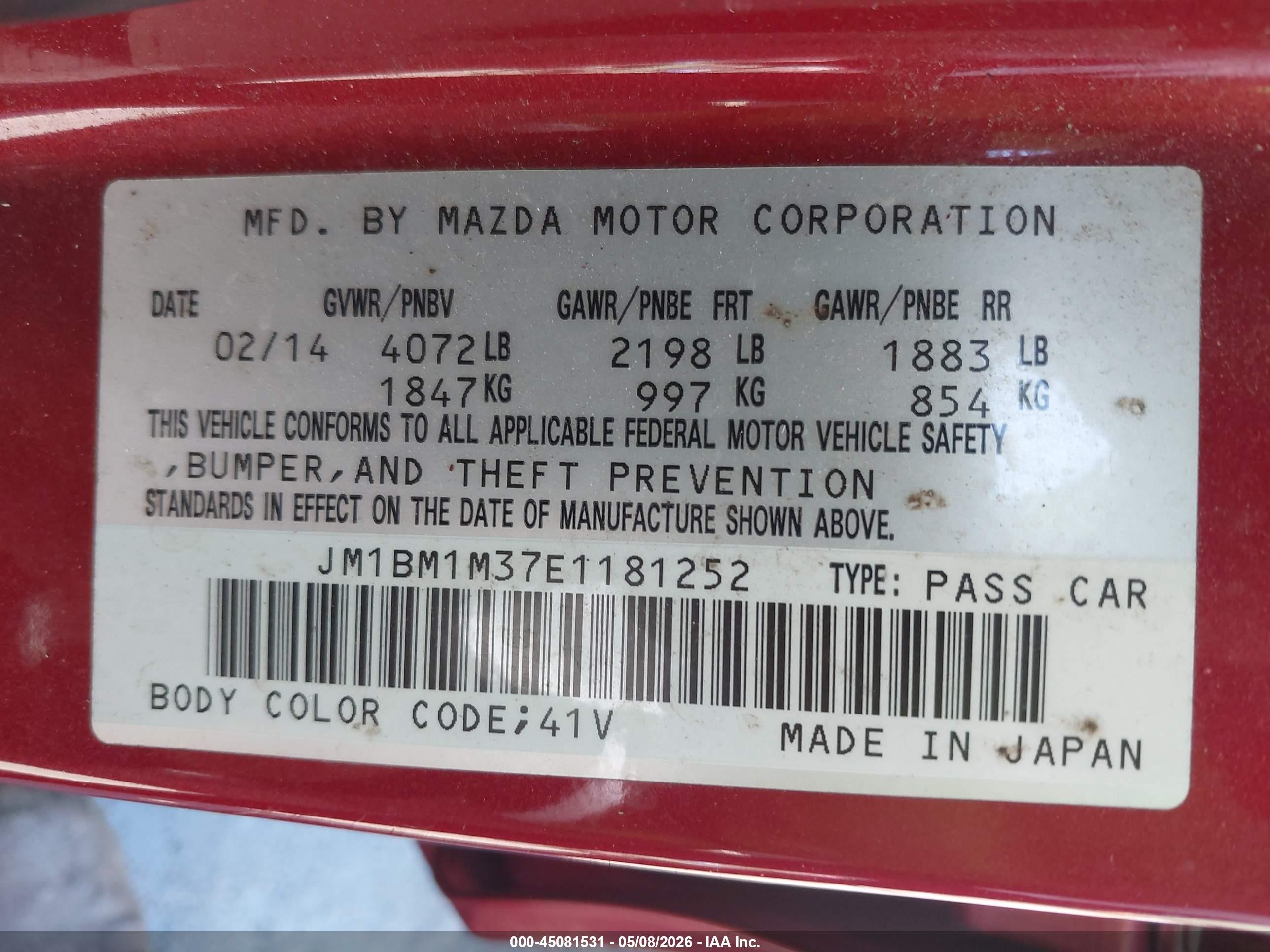 2014 Mazda Mazda3 S Grand Touring Red vin: JM1BM1M37E1181252