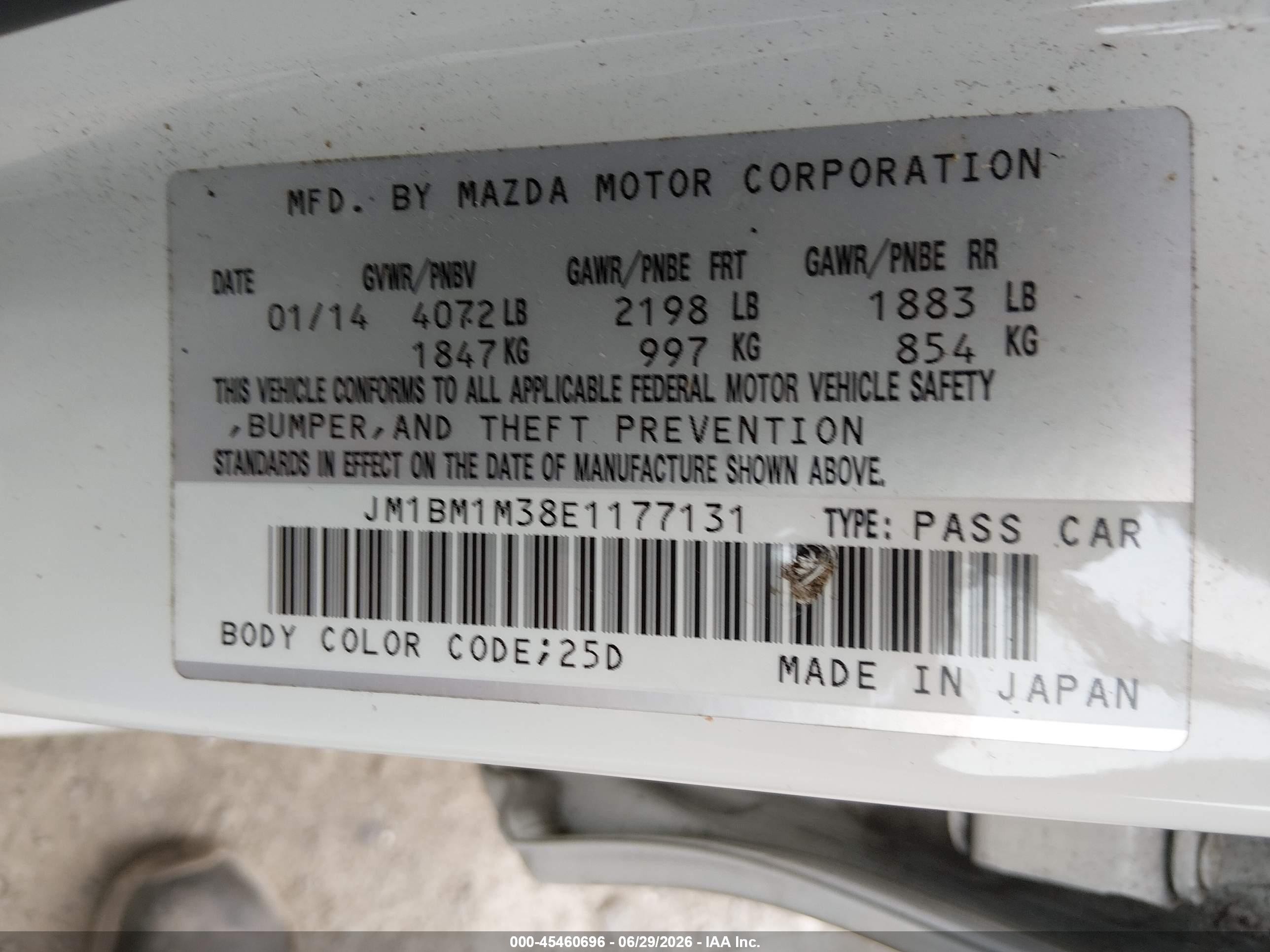 2014 Mazda Mazda3 S Grand Touring White vin: JM1BM1M38E1177131