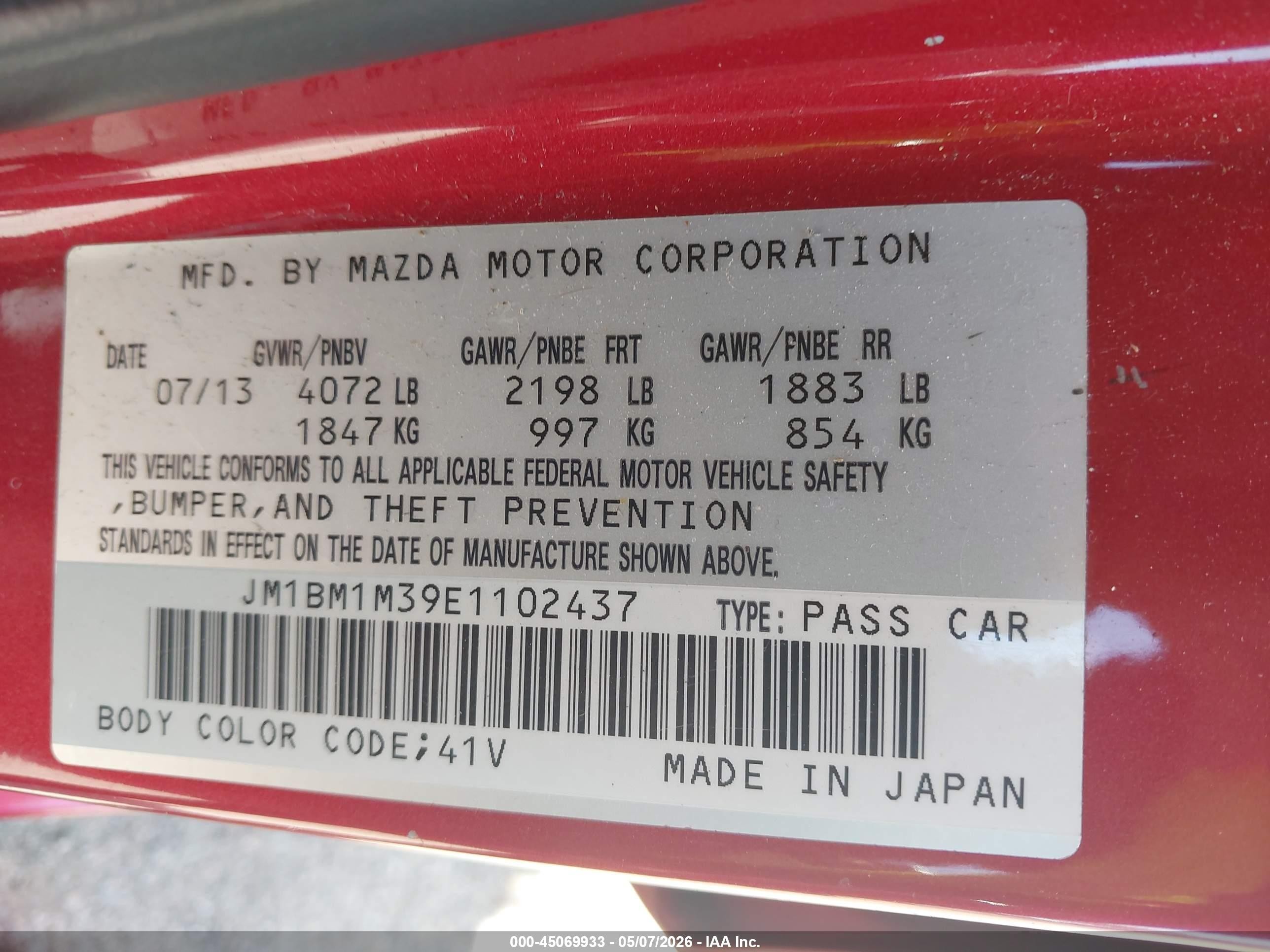 2014 Mazda Mazda3 S Grand Touring Red vin: JM1BM1M39E1102437