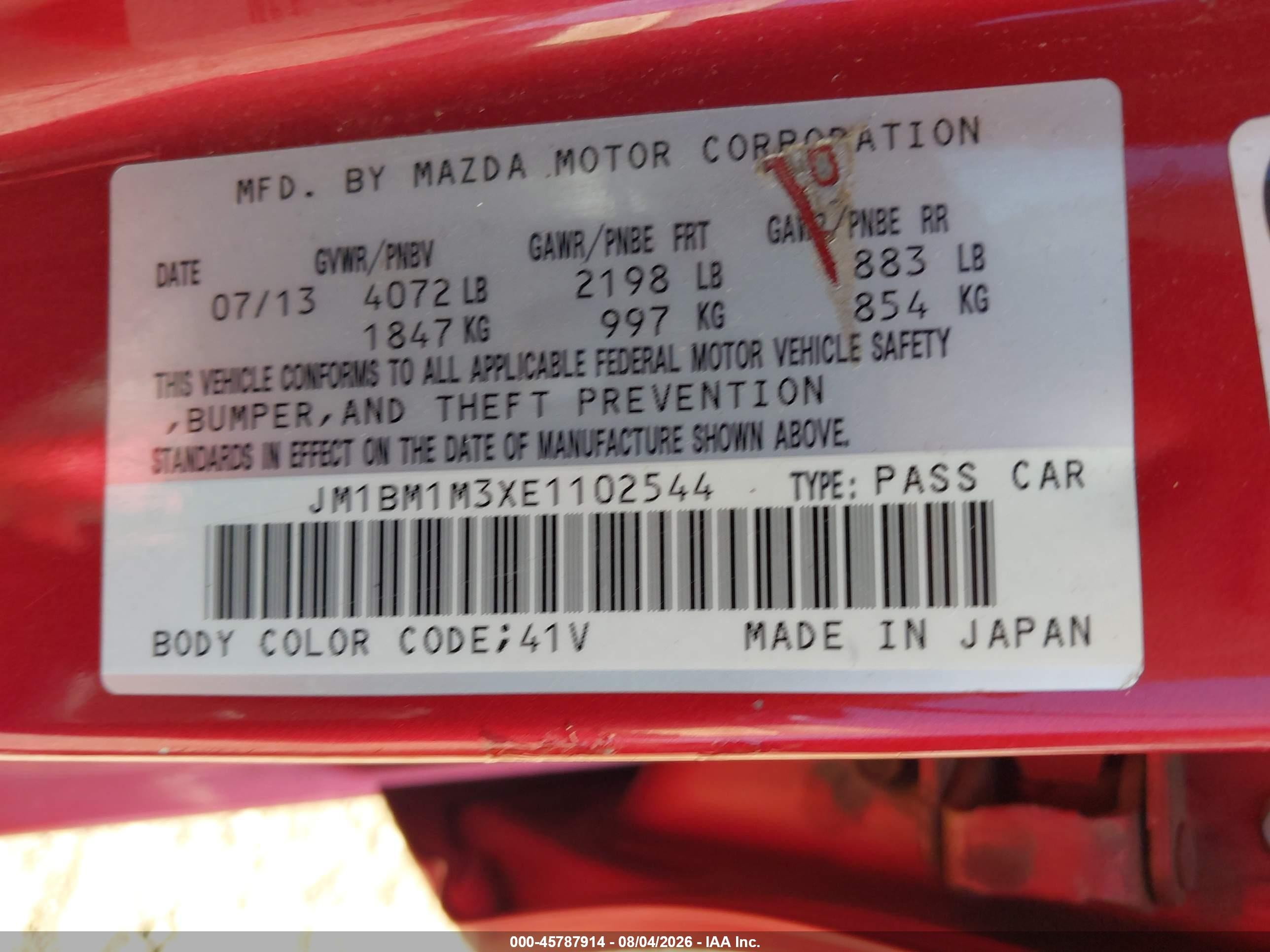 2014 Mazda Mazda3 S Grand Touring Red vin: JM1BM1M3XE1102544
