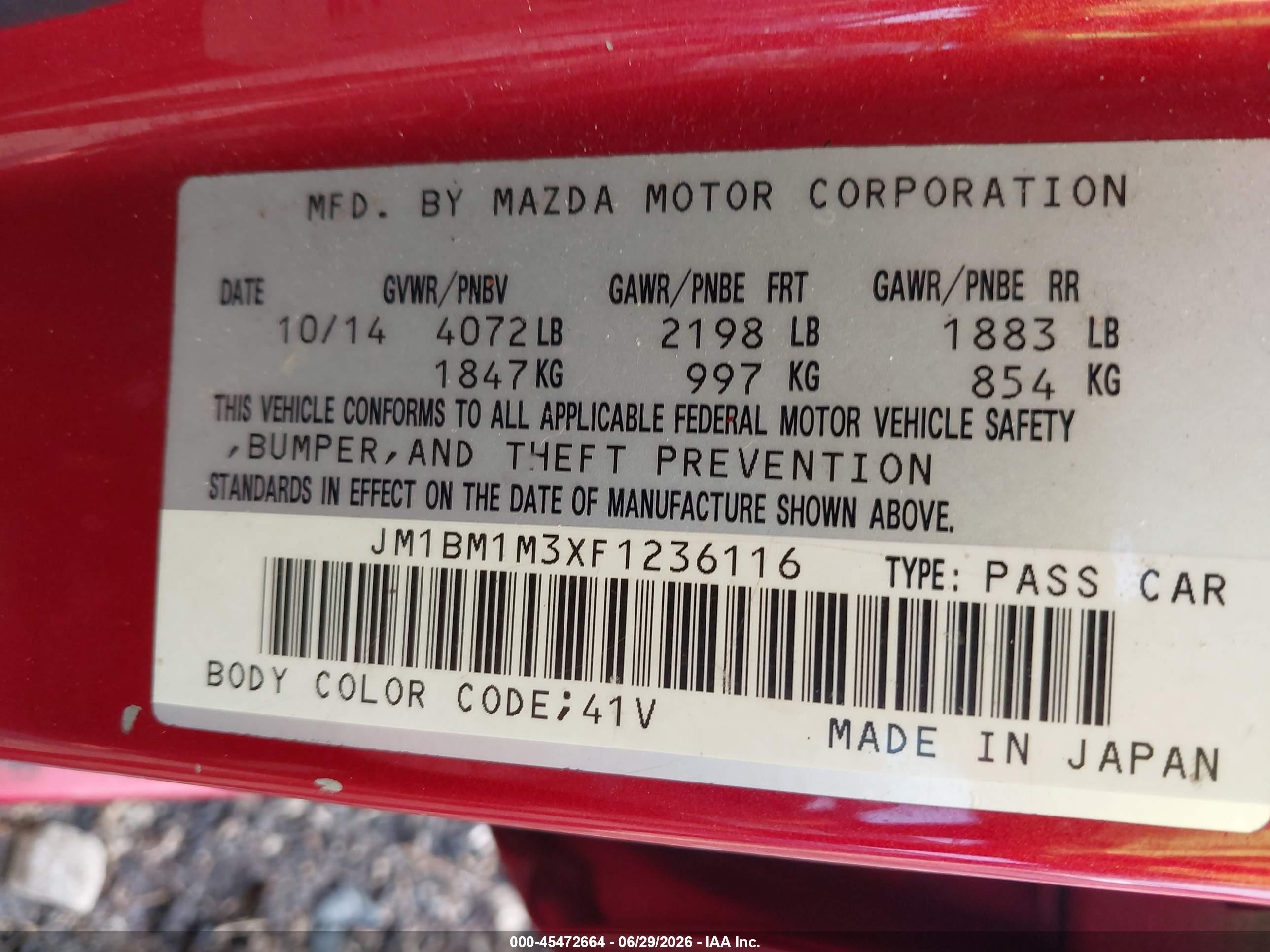 2015 Mazda Mazda3 S Grand Touring Burgundy vin: JM1BM1M3XF1236116