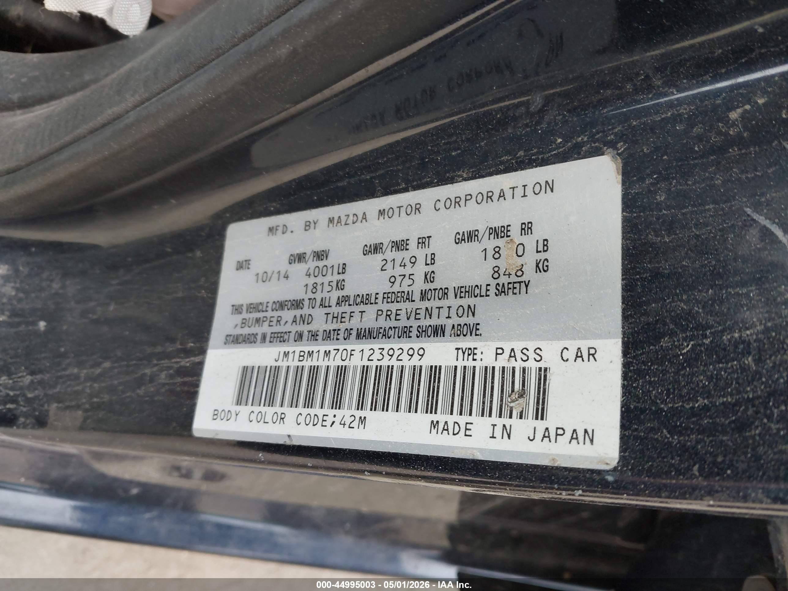 2015 Mazda Mazda3 I Grand Touring Dark Blue vin: JM1BM1M70F1239299