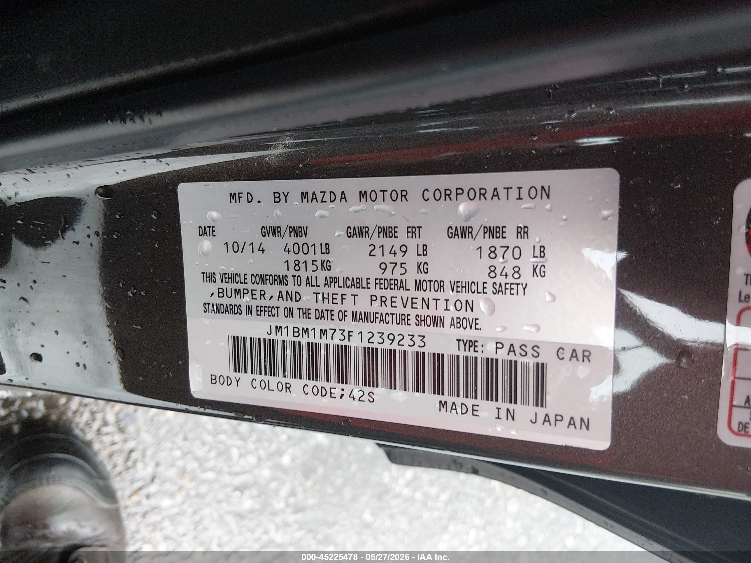 2015 Mazda Mazda3 I Grand Touring Gray vin: JM1BM1M73F1239233