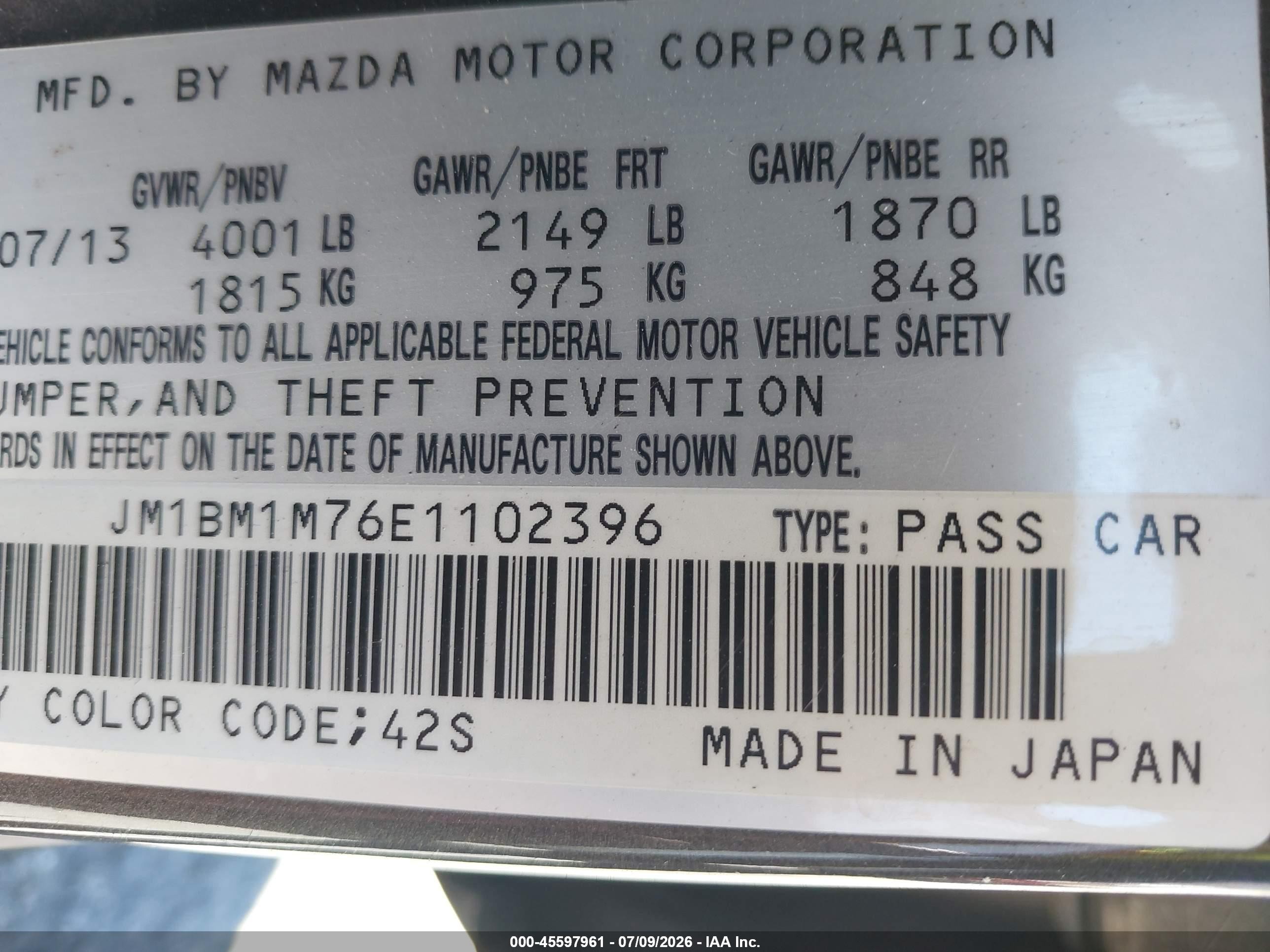 2014 Mazda Mazda3 I Grand Touring Gray vin: JM1BM1M76E1102396