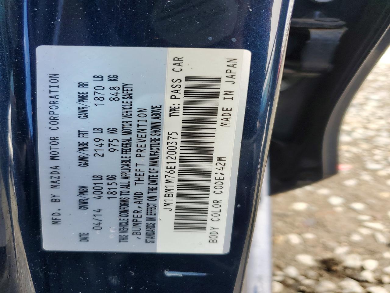 2014 Mazda 3 Grand Touring Blue vin: JM1BM1M76E1200375