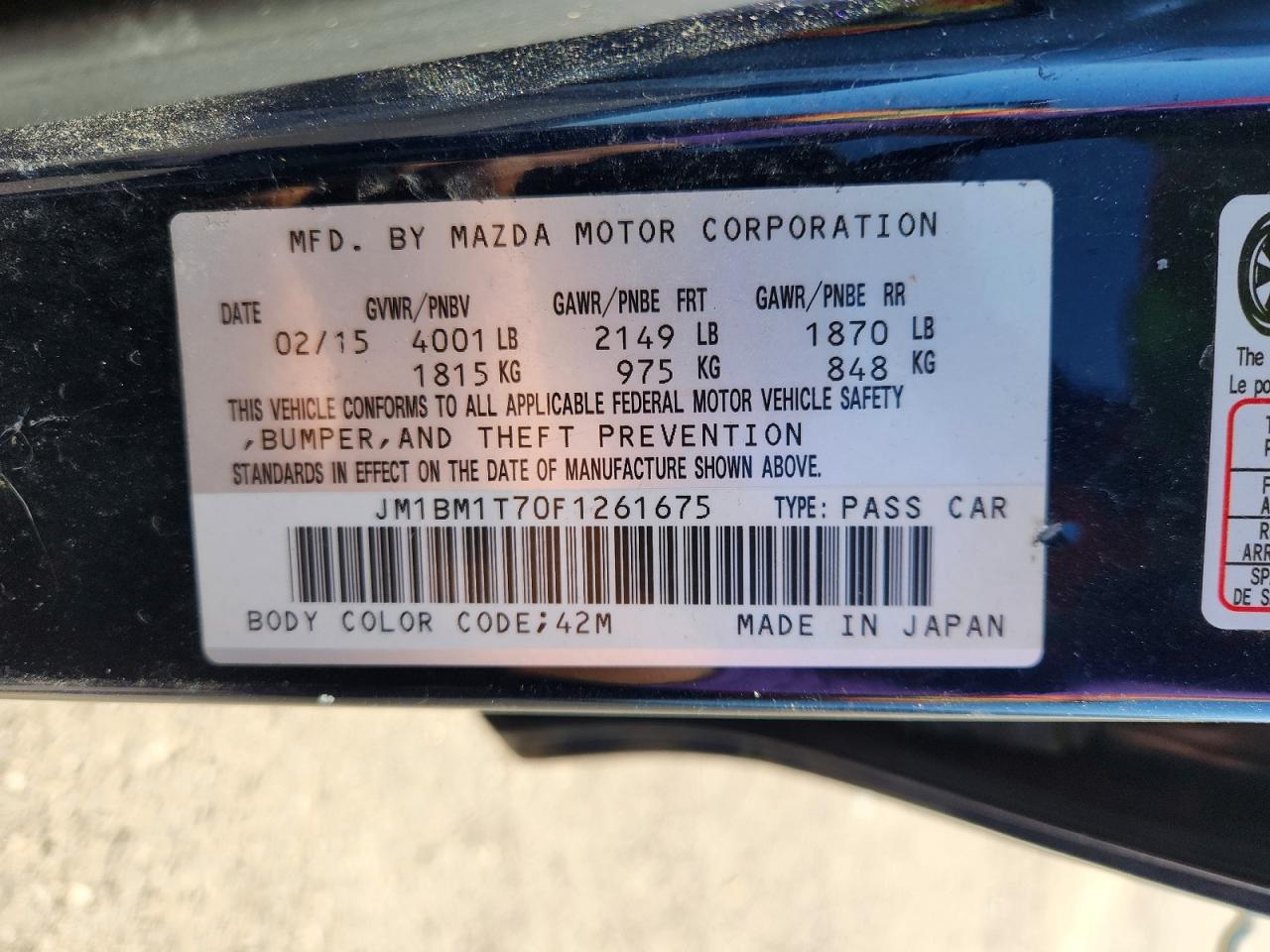 2015 Mazda 3 Sv Blue vin: JM1BM1T70F1261675