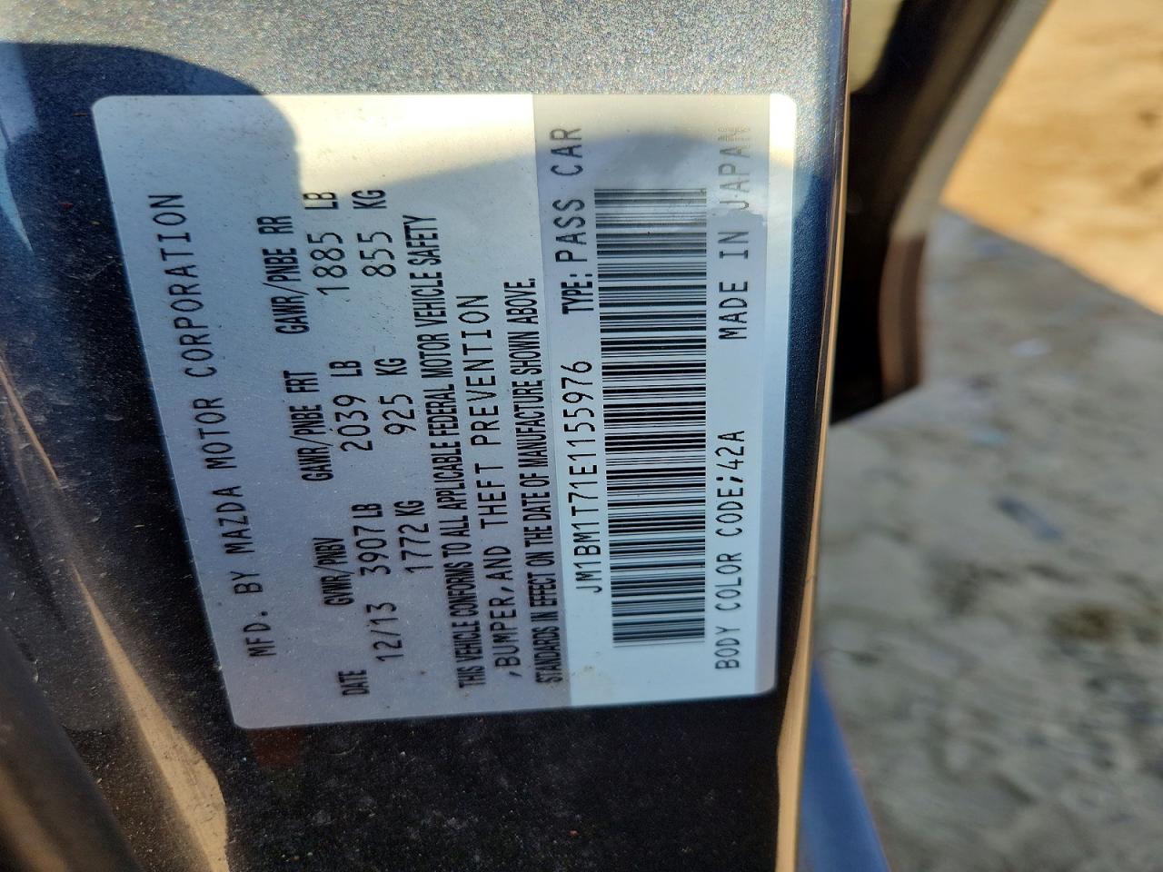 2014 Mazda 3 Sv Gray vin: JM1BM1T71E1155976