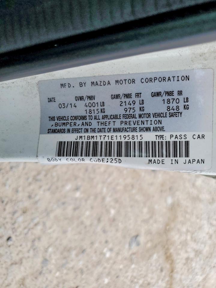 2014 Mazda 3 Sv White vin: JM1BM1T71E1195815