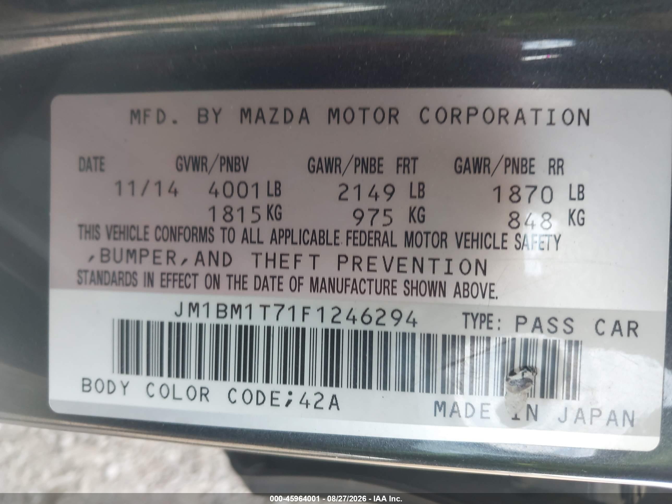 2015 Mazda Mazda3 I Sv Silver vin: JM1BM1T71F1246294