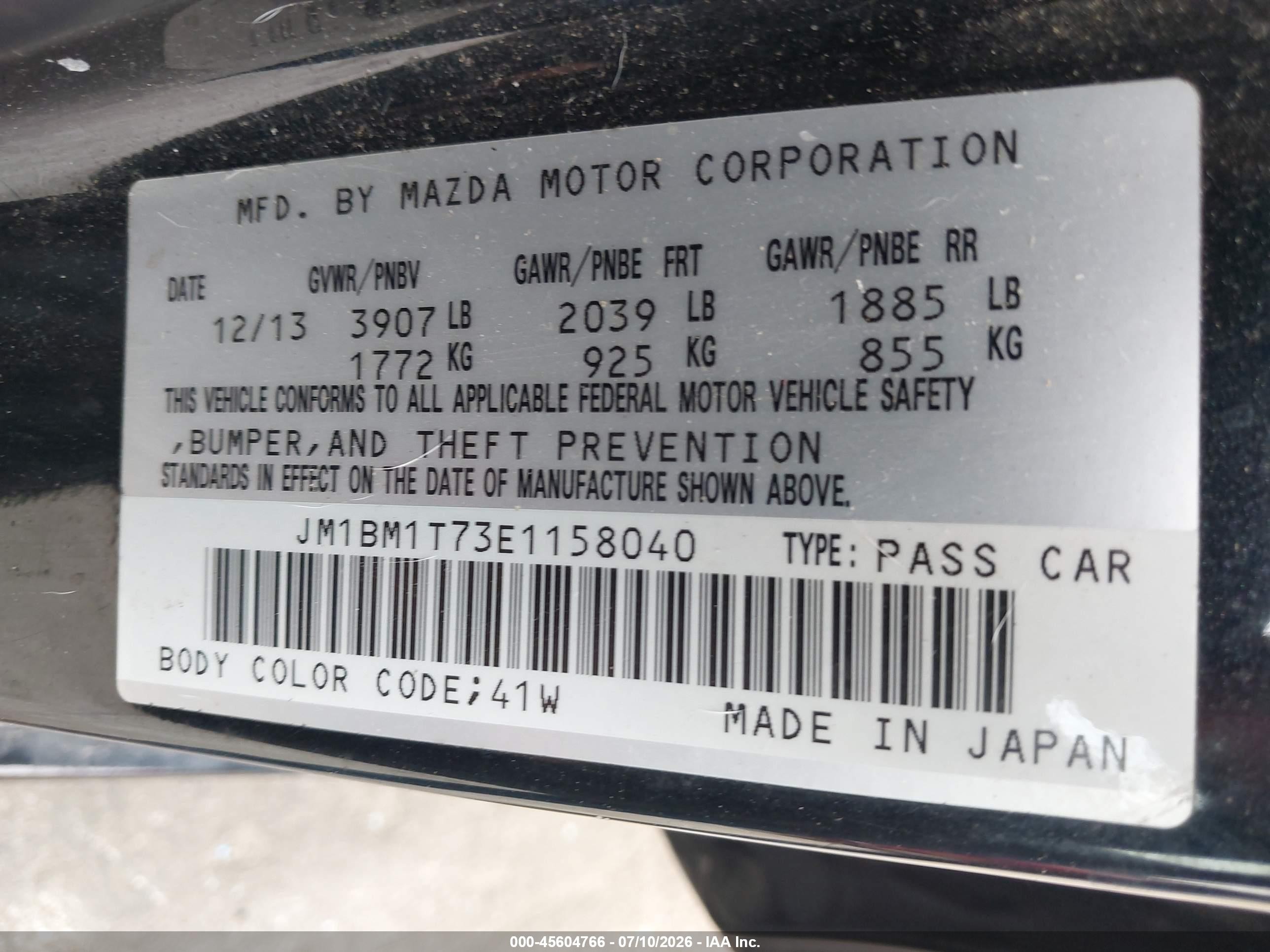 2014 Mazda Mazda3 I Sv Черный vin: JM1BM1T73E1158040