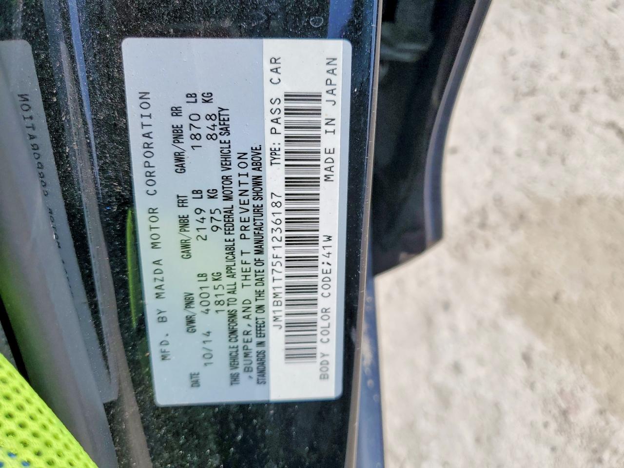 2015 Mazda 3 Sv Black vin: JM1BM1T75F1236187
