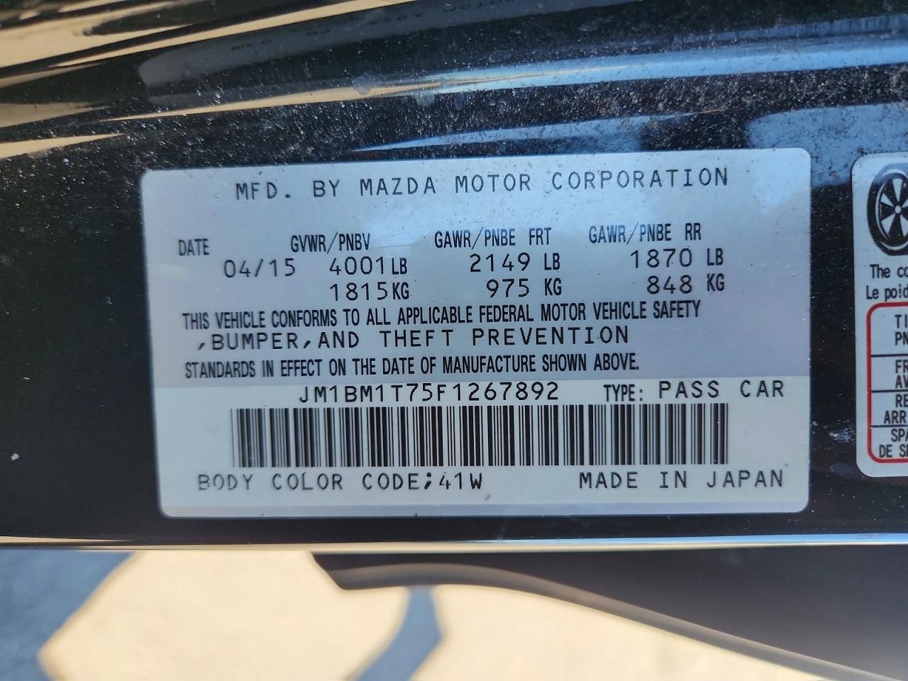 2015 Mazda 3 Sv Black vin: JM1BM1T75F1267892