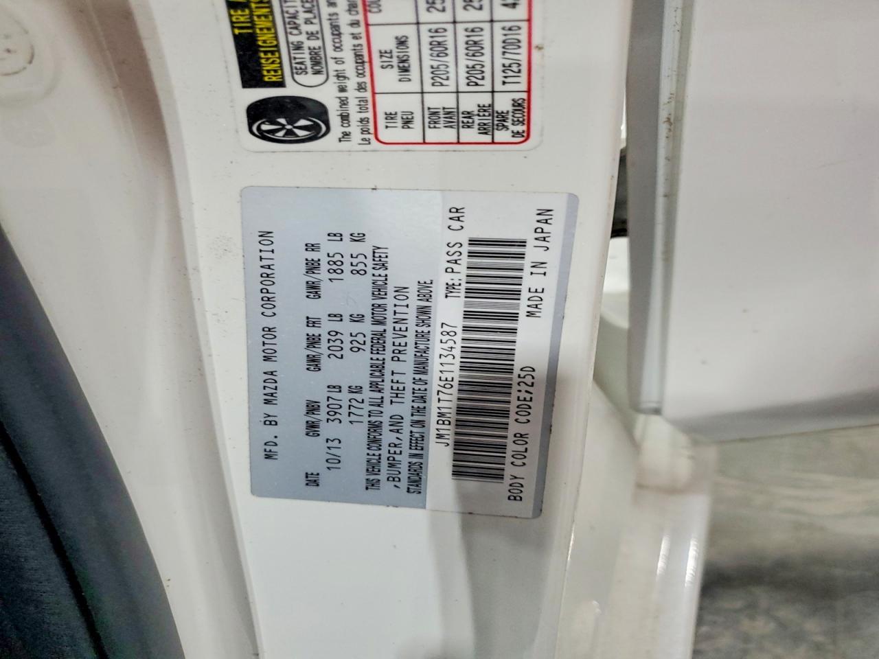 2014 Mazda 3 Sv White vin: JM1BM1T76E1134587