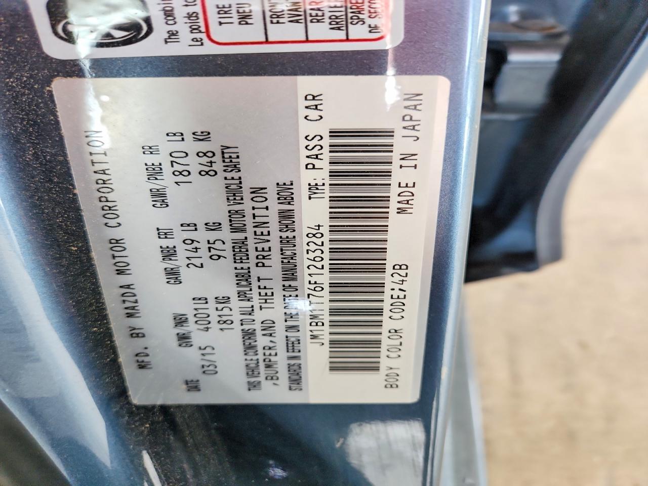2015 Mazda 3 Sv Gray vin: JM1BM1T76F1263284