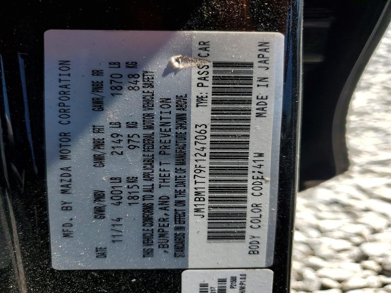 2015 Mazda 3 Sv Black vin: JM1BM1T79F1247063