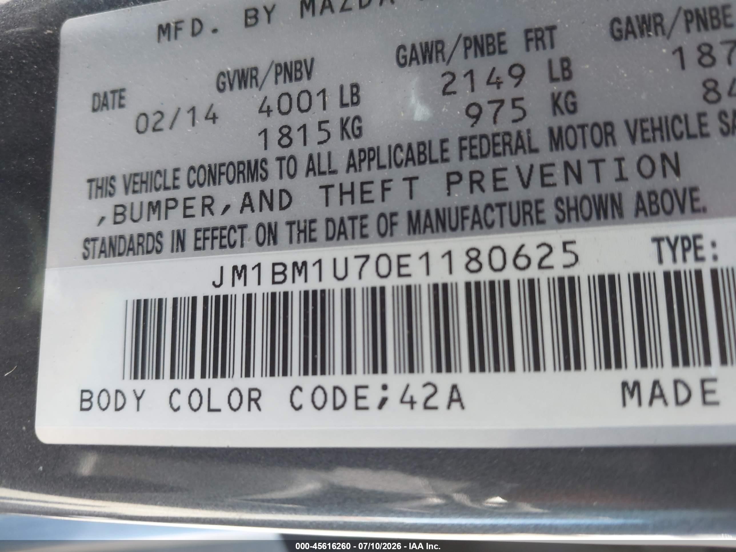 2014 Mazda Mazda3 I Sport Gray vin: JM1BM1U70E1180625