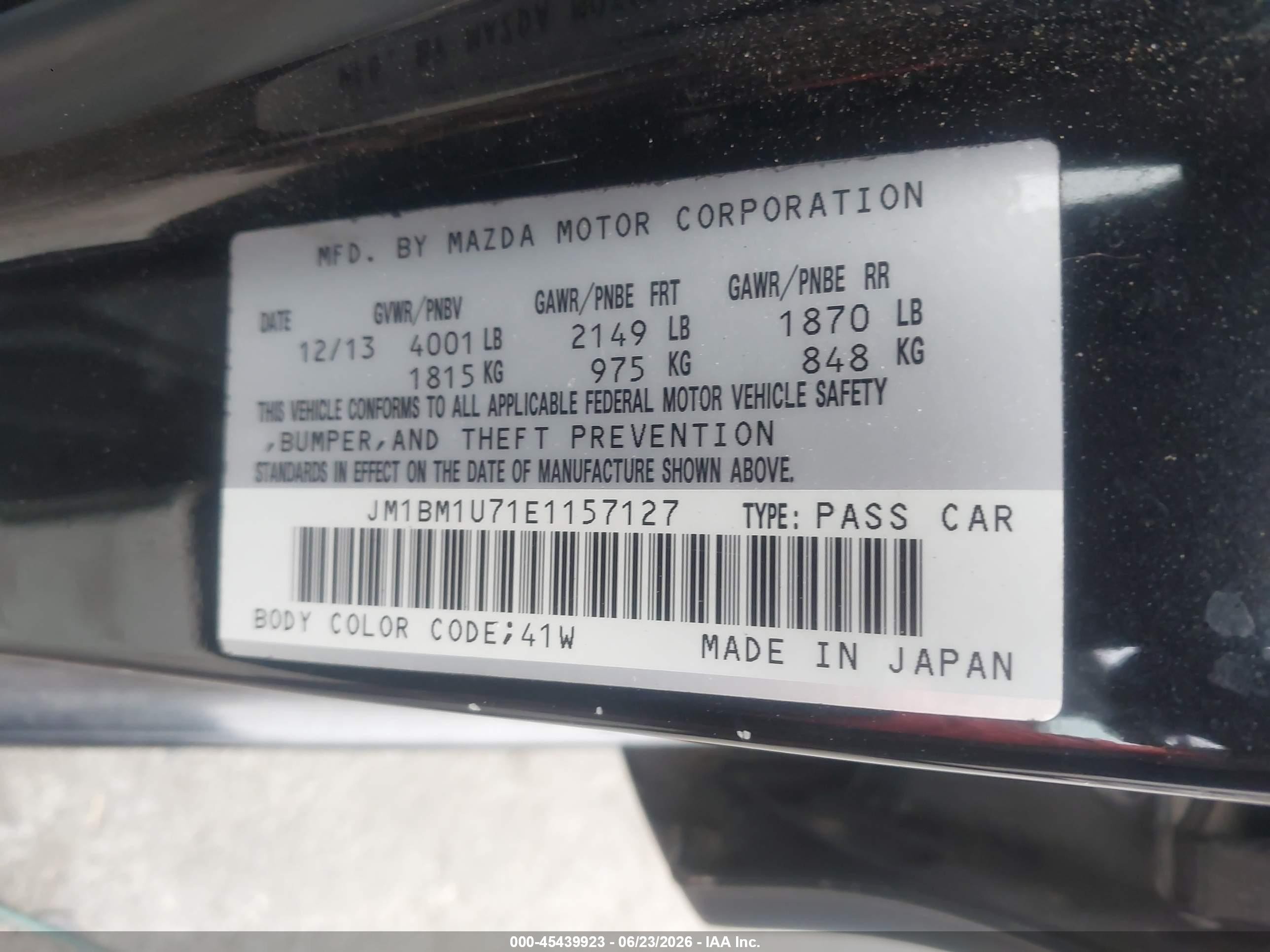 2014 Mazda Mazda3 I Sport Black vin: JM1BM1U71E1157127