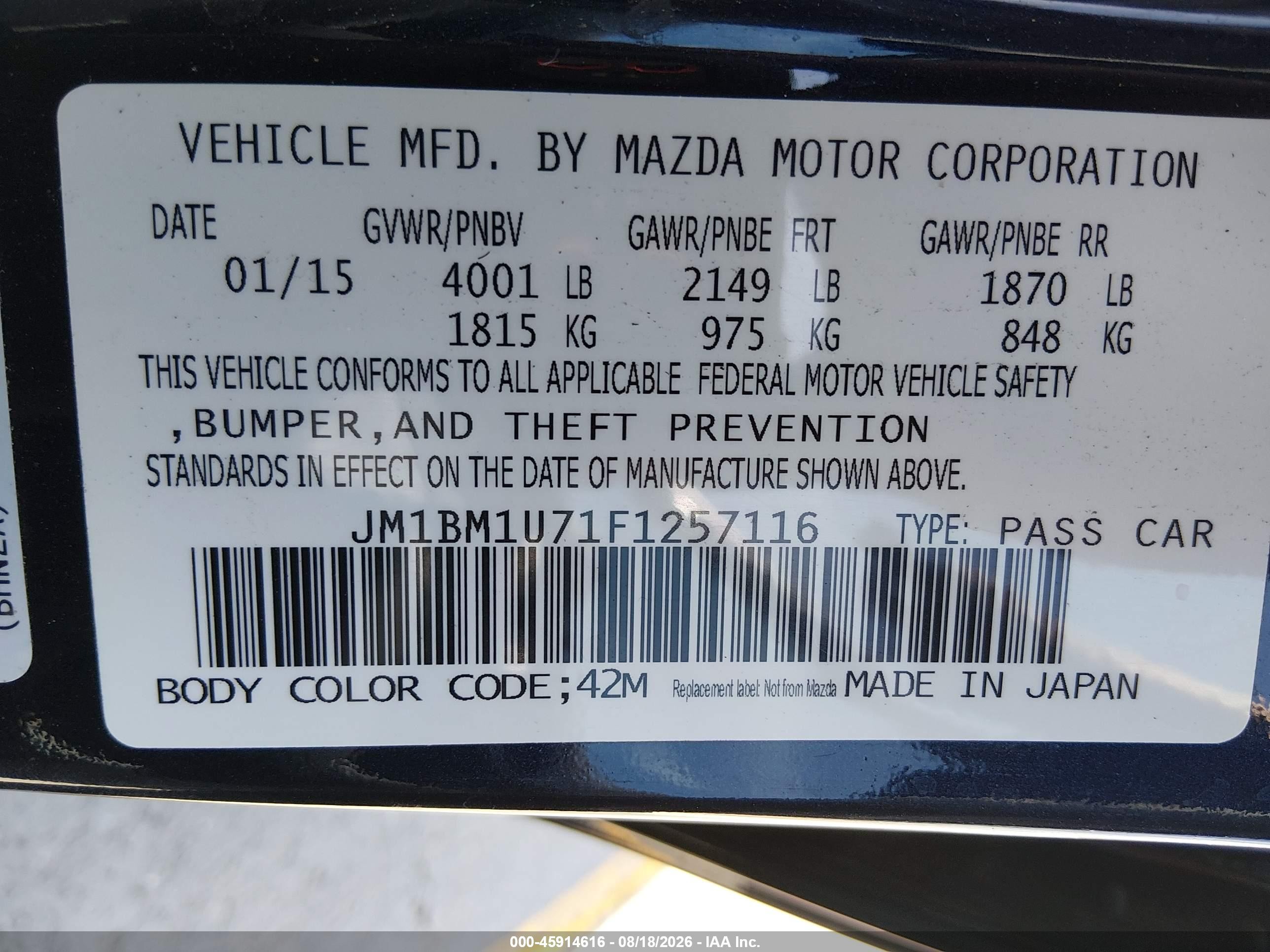 2015 Mazda Mazda3 I Sport Dark Blue vin: JM1BM1U71F1257116
