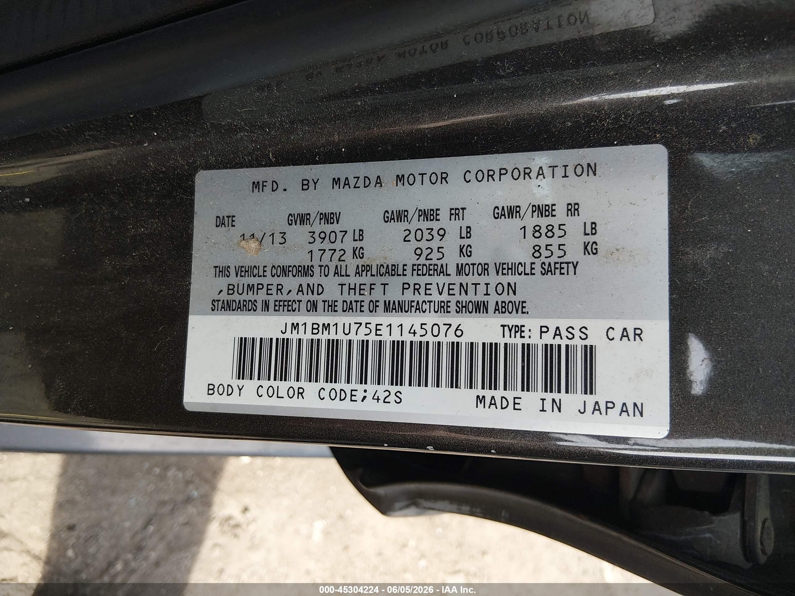 2014 Mazda Mazda3 I Sport Gray vin: JM1BM1U75E1145076