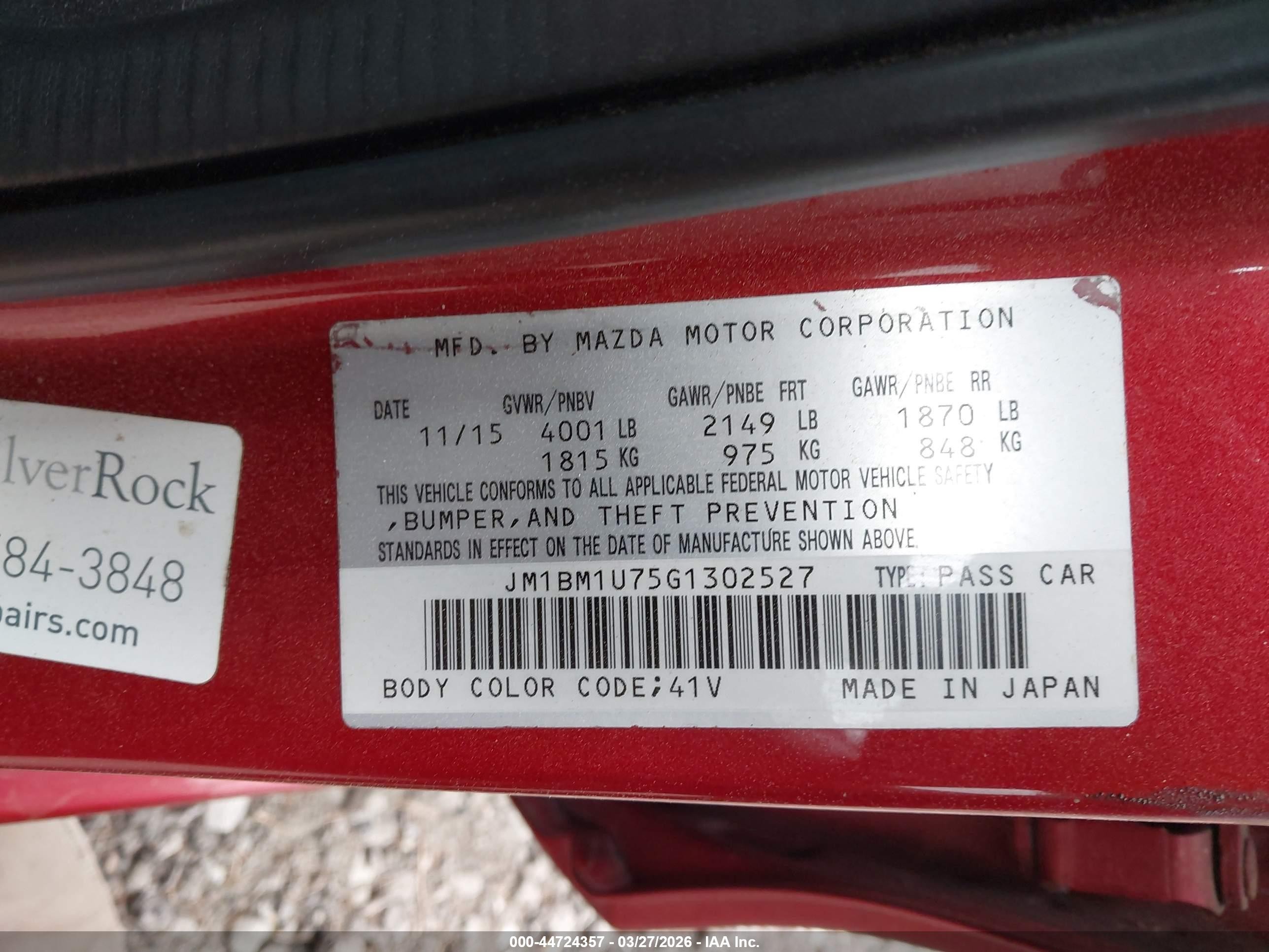 2016 Mazda Mazda3 I Sport Красный vin: JM1BM1U75G1302527