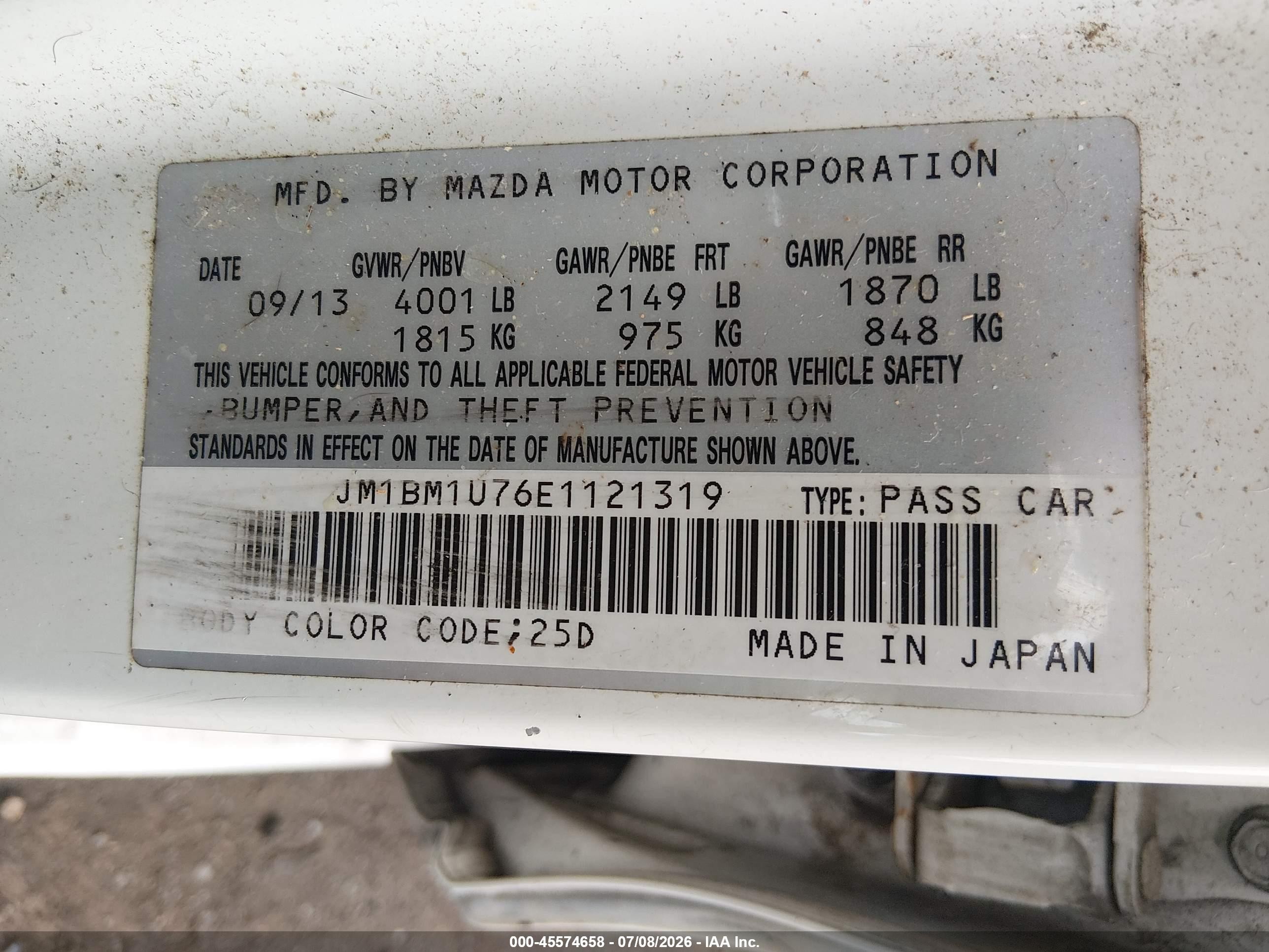 2014 Mazda Mazda3 I Sport White vin: JM1BM1U76E1121319