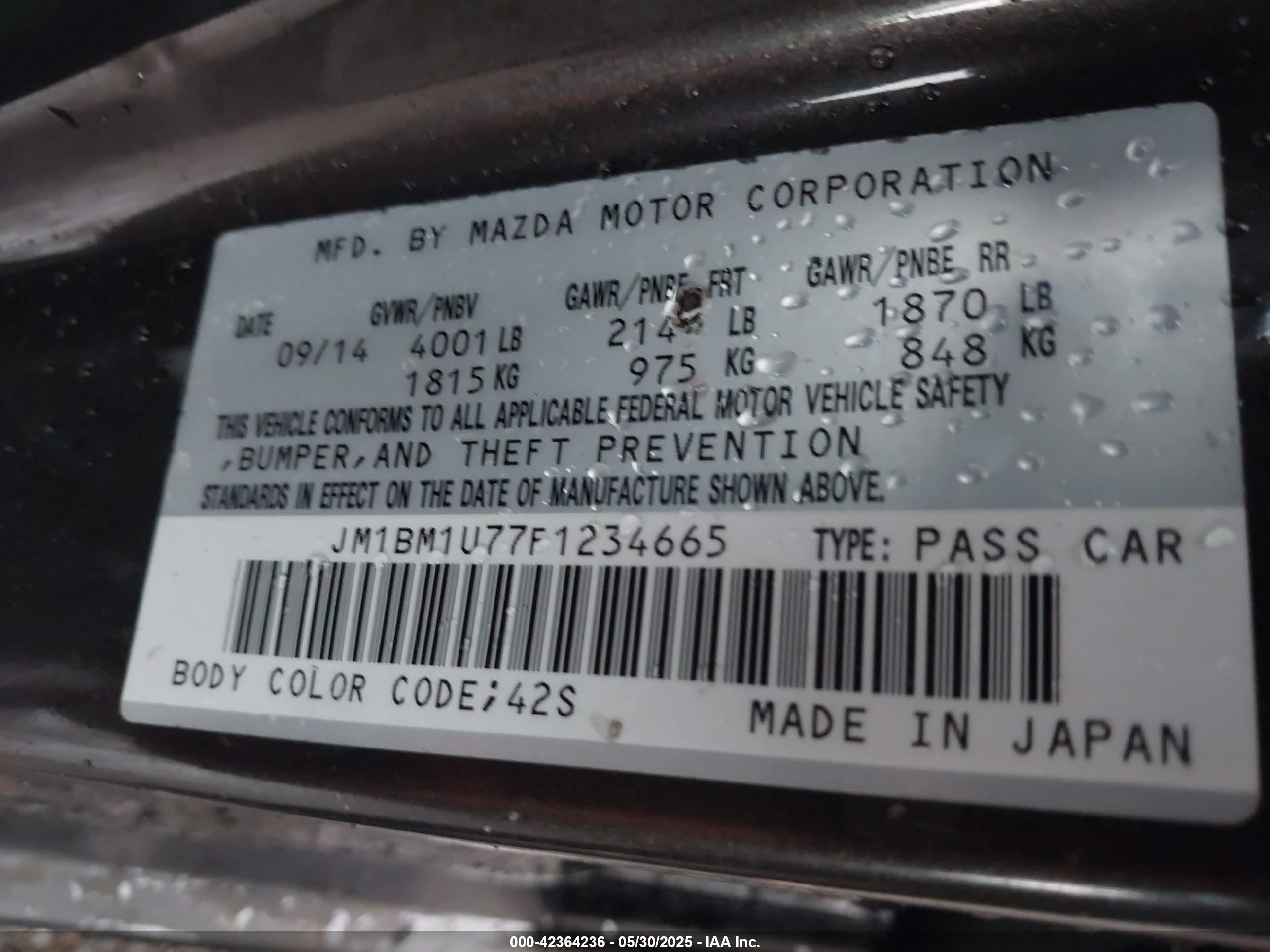 2015 Mazda Mazda3 I Sport Gray vin: JM1BM1U77F1234665